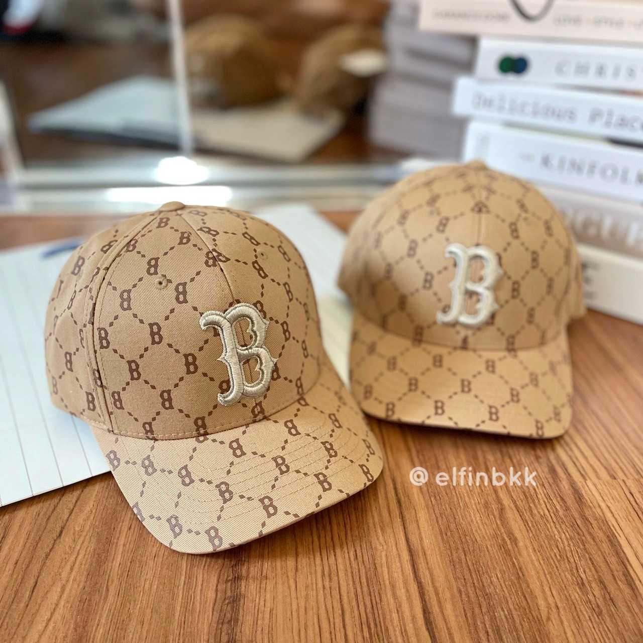 MLB Dia monogram cap B Boston  หมวกแก๊ป ลายโมโนแกรม สีน้ำตาล 