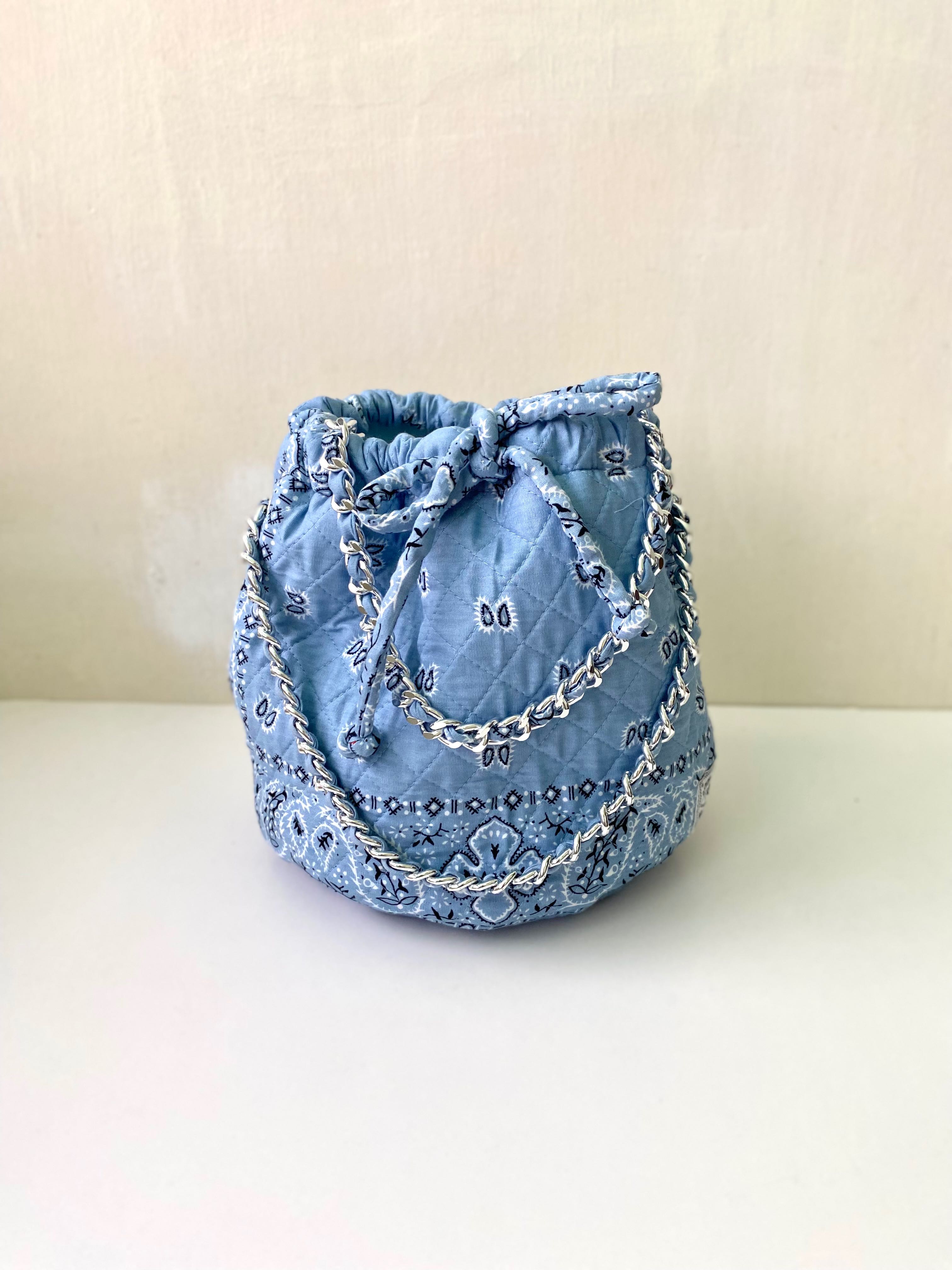Blue + light Grey Dumpling Bandana Bag