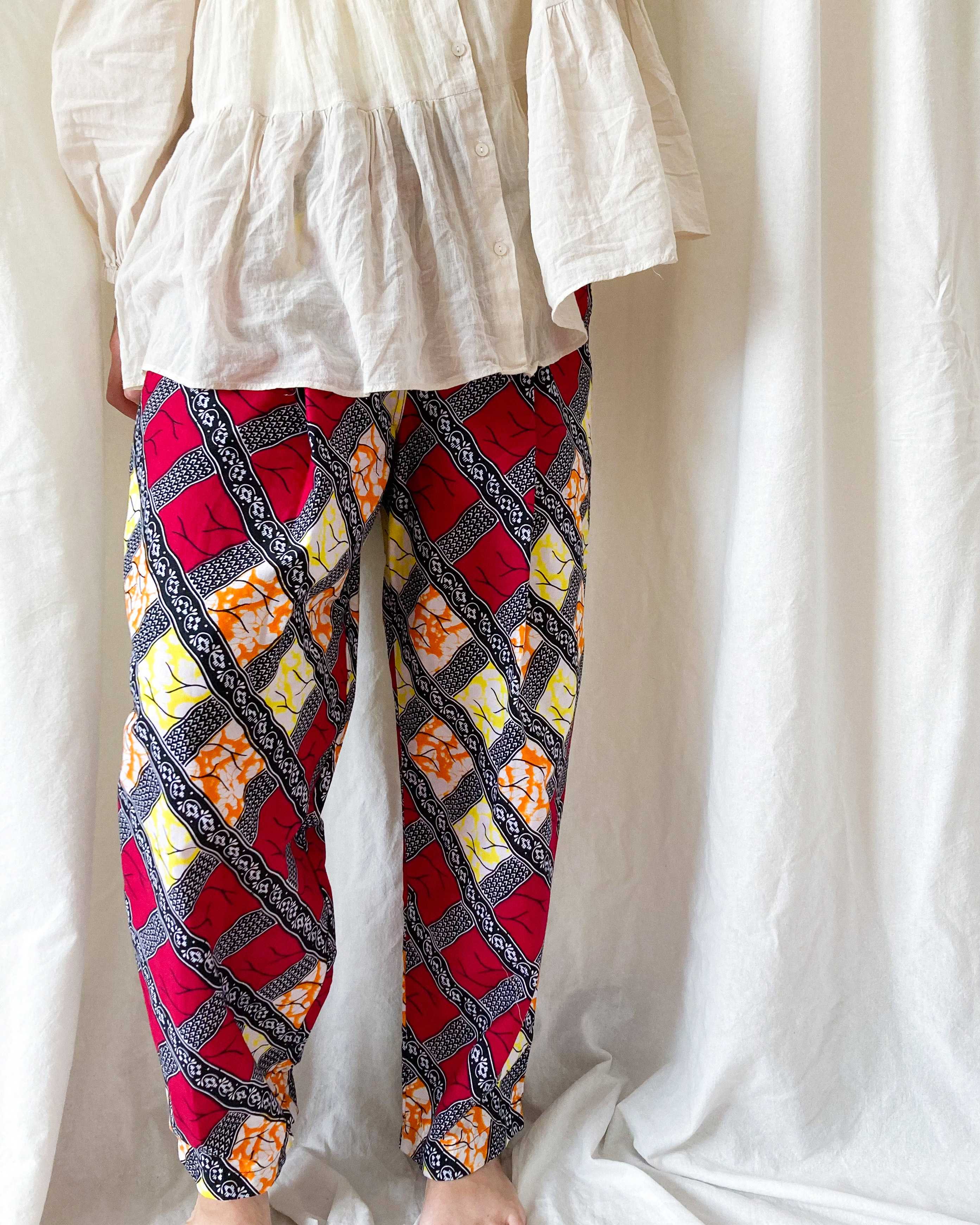 MERMEO【EP-204W】African batik tucked easy pants