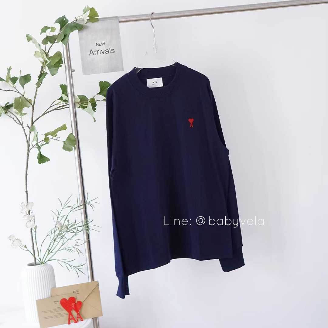 Ami Dde Coeur Long Sleeve T-Shirt (Navy)
