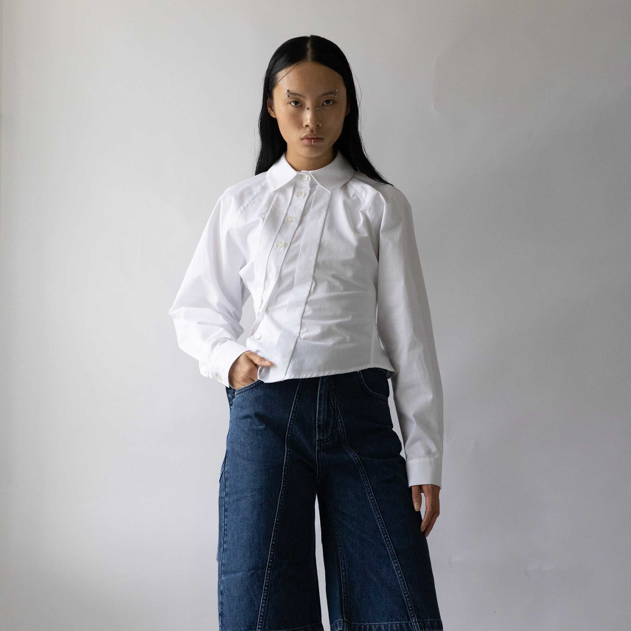 SALE Jade Cropper Assymmteric tailored shirt - White