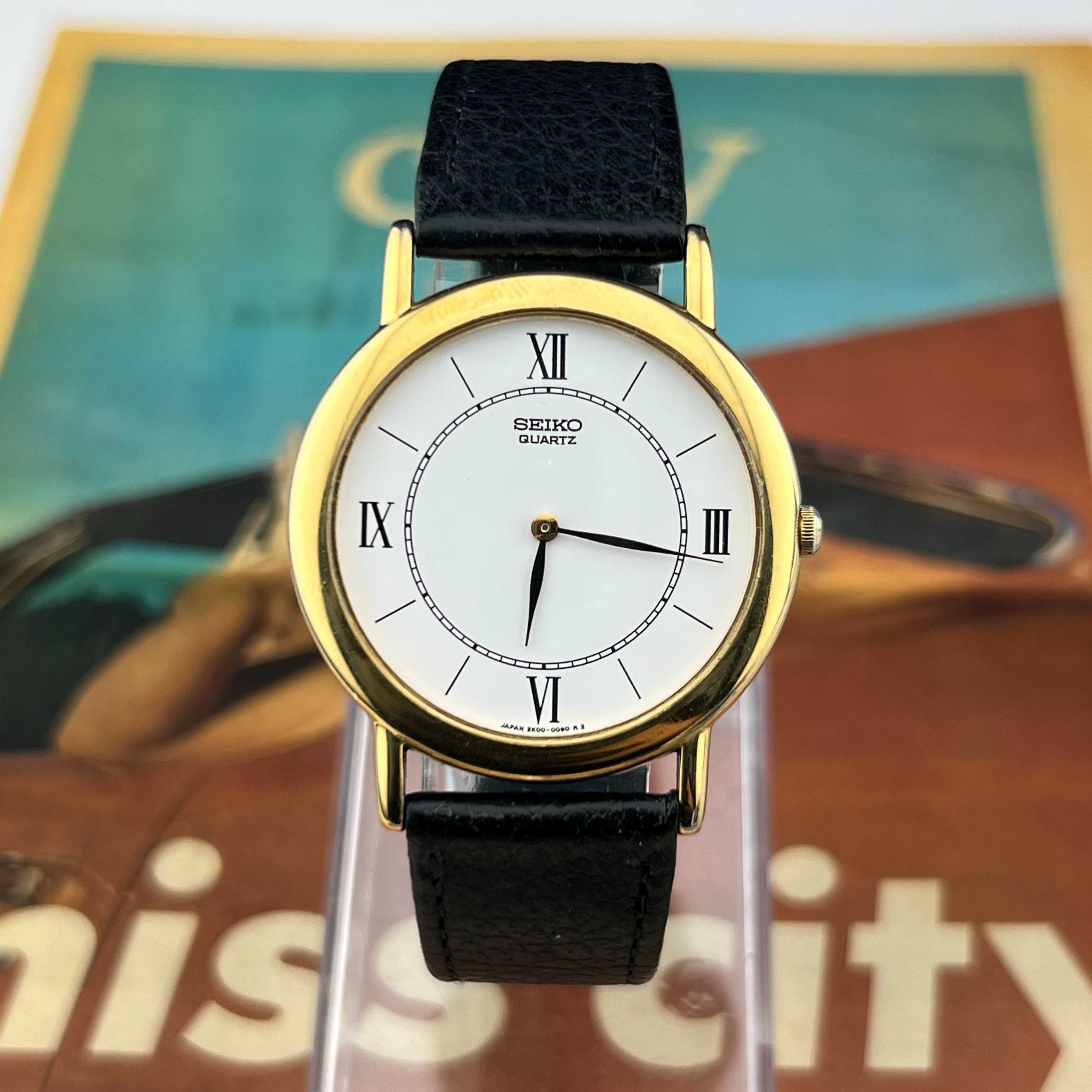 Vintage Seiko Quartz Roman White Dial Ref.2K00-0030 Japan 1990