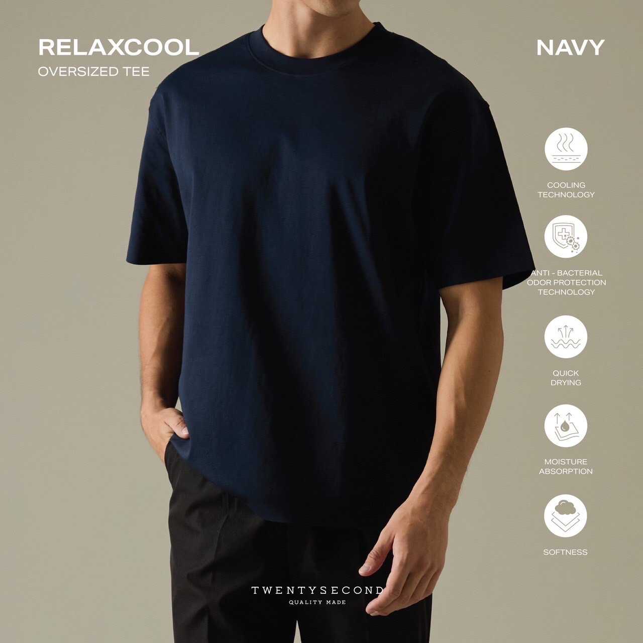 RELAXCOOL OVERSIZE TEE - NAVY