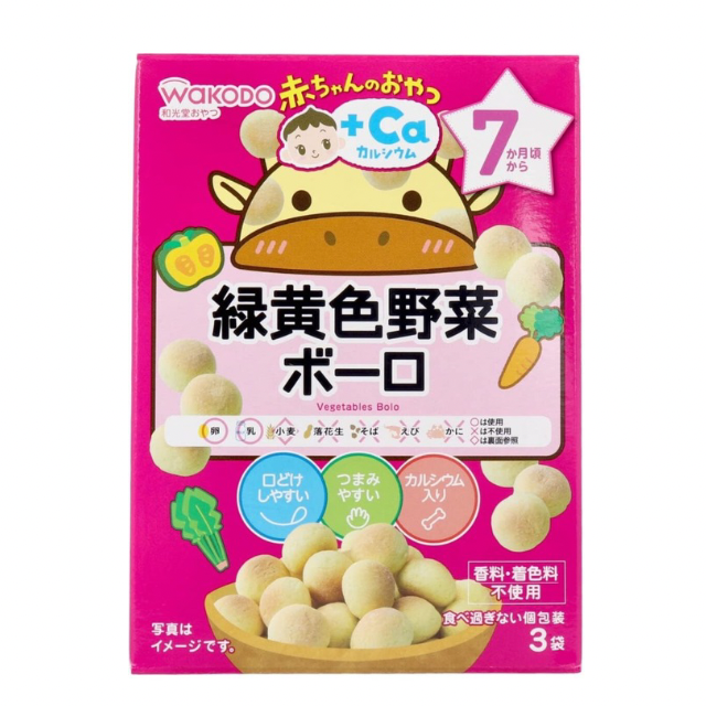 ขนมผิงไข่ผสมผัก แคลเซียมสูง จากญี่ปุ่น แบรนด์ wakodo made in Japan 