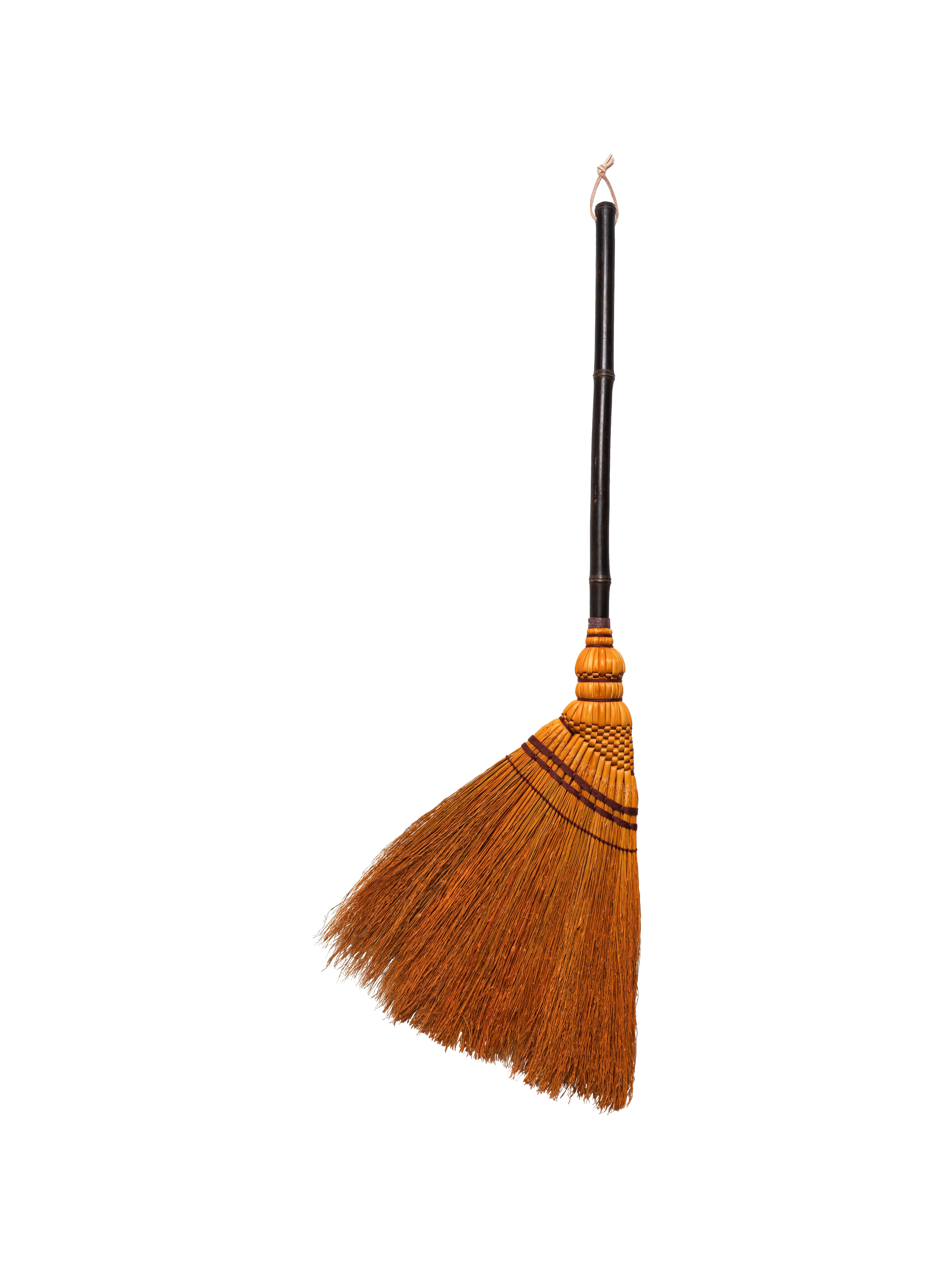 85-cm Black Bamboo Handle Broom (Orange)