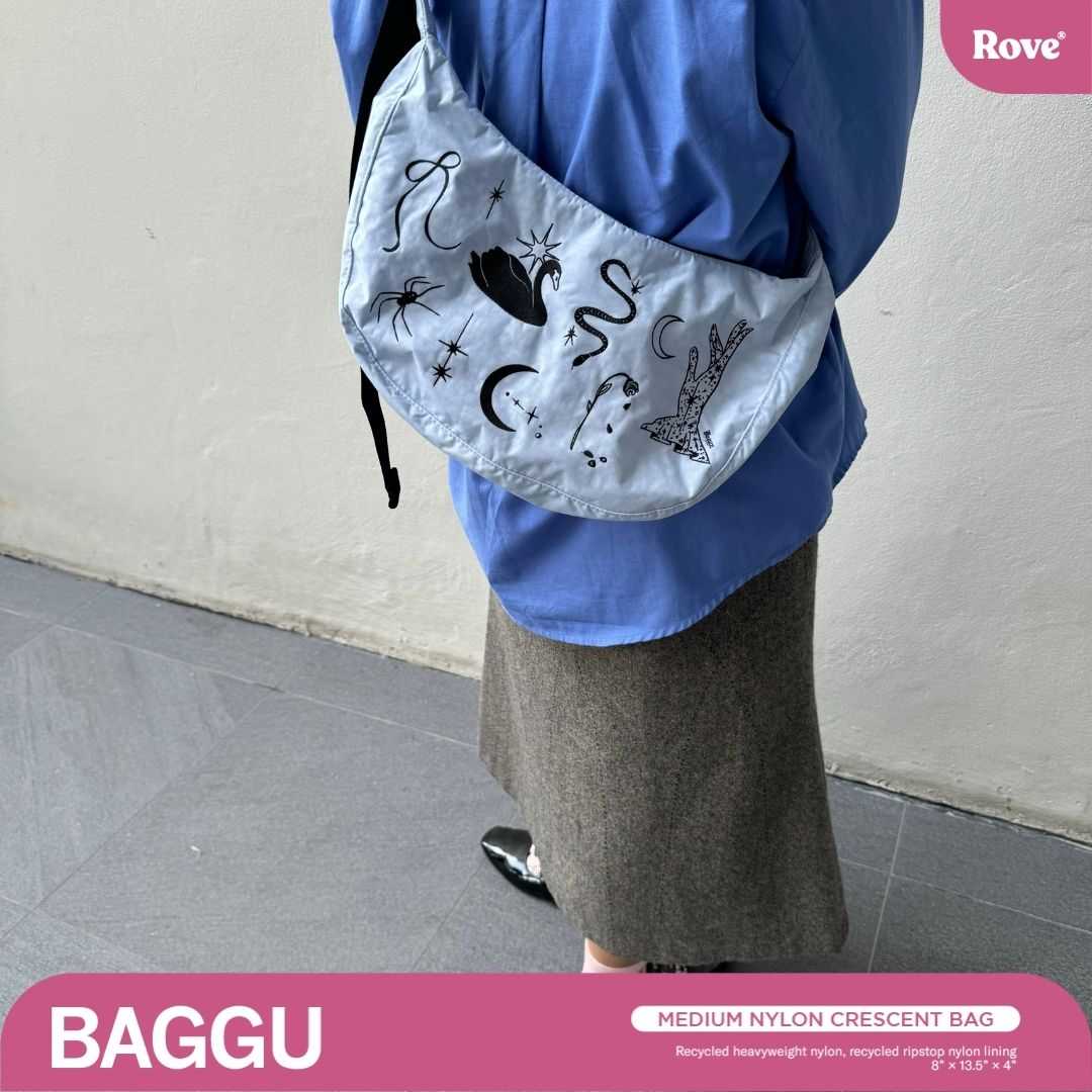 BAGGU Medium Crescent Bag - Embroidered Ballet Icons