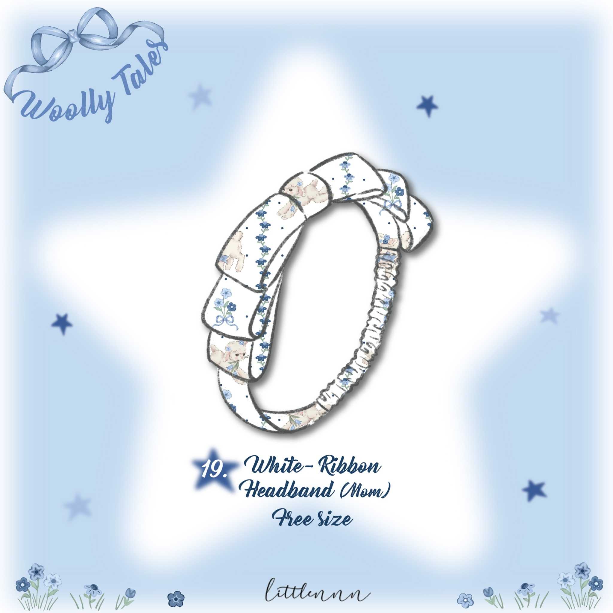 Look19 Mom White Ribbon Headband : WollyTales