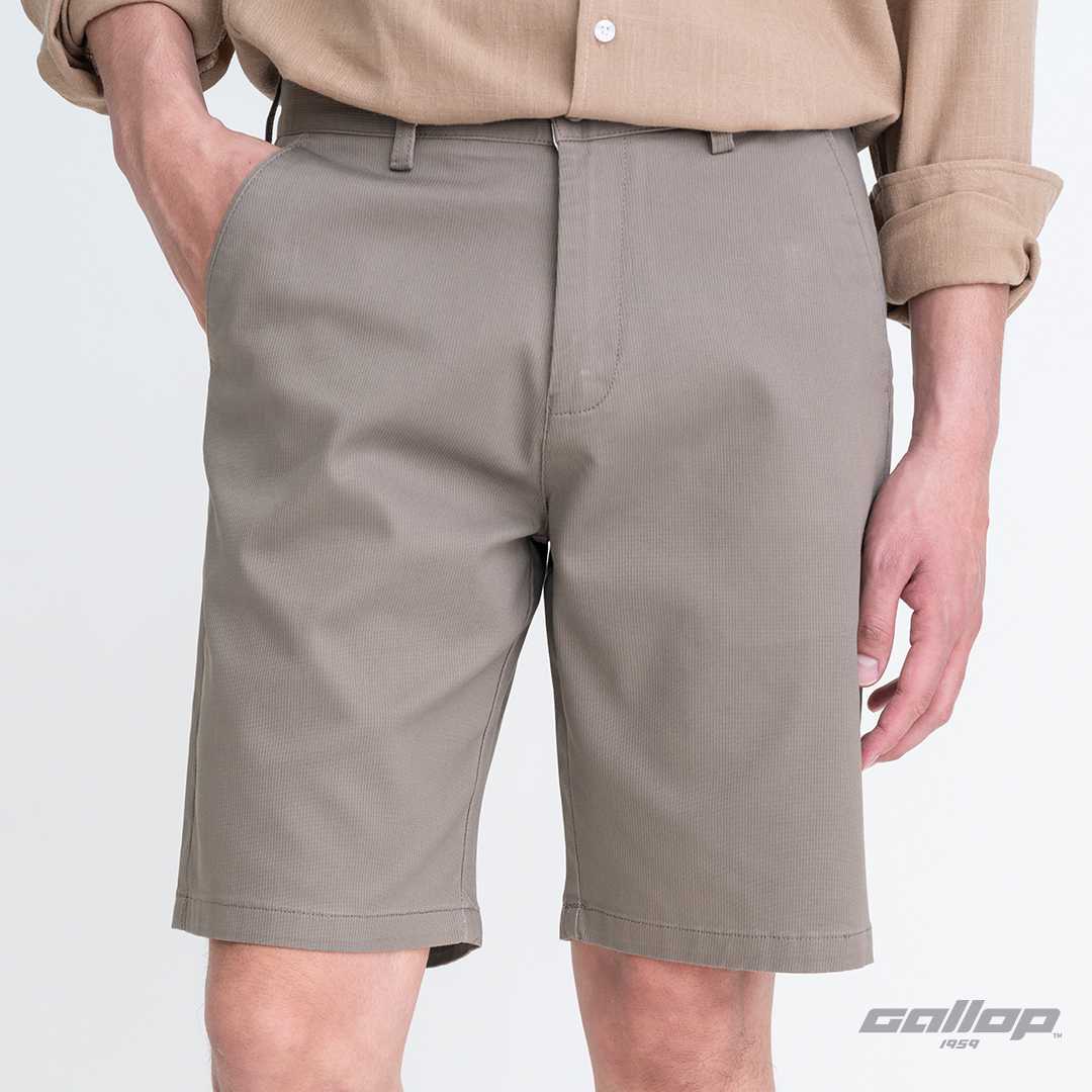 GALLOP : Striped shorts pants กางเกงขาสั้นผ้าทอริ้ว รุ่น GS9029 สี Grey - เทา