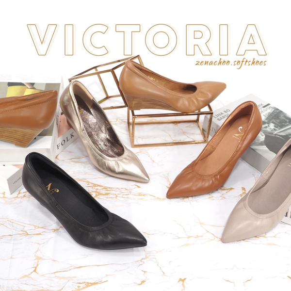 ทรงปกติ:เปลี่ยนไซส์ได้-ไม่รับคืน Zenachoo Victoria2 สูง 2 นิ้ว รองเท้าหนังแกะ ส้นเตารีดหัวแหลม ทร...