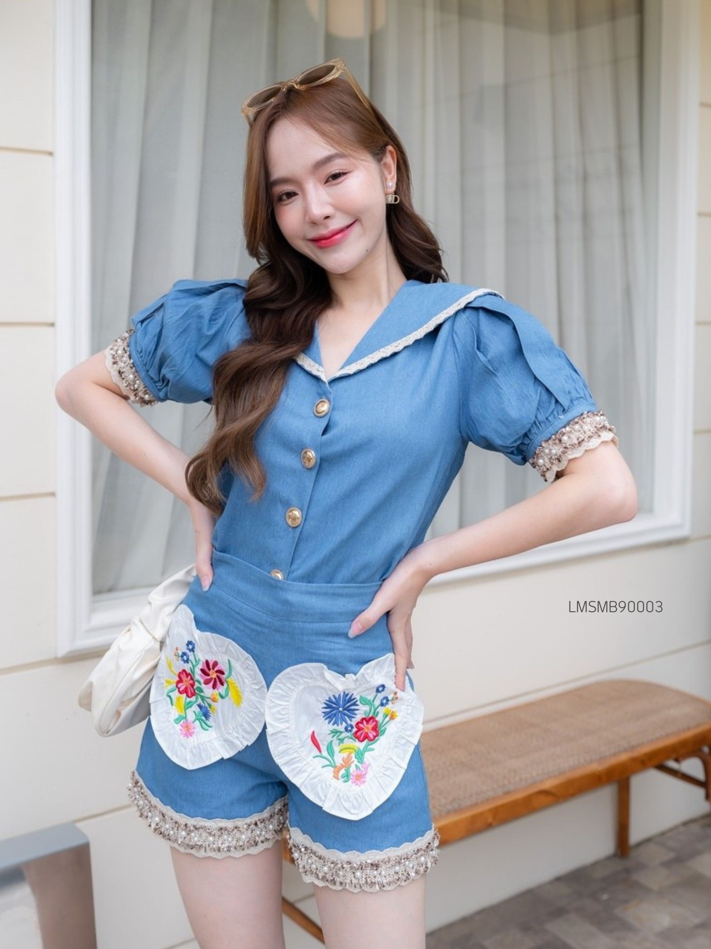 S-XL ชุดเซ็ตเสื้อกางเกงขาสั้น LMSMB90003