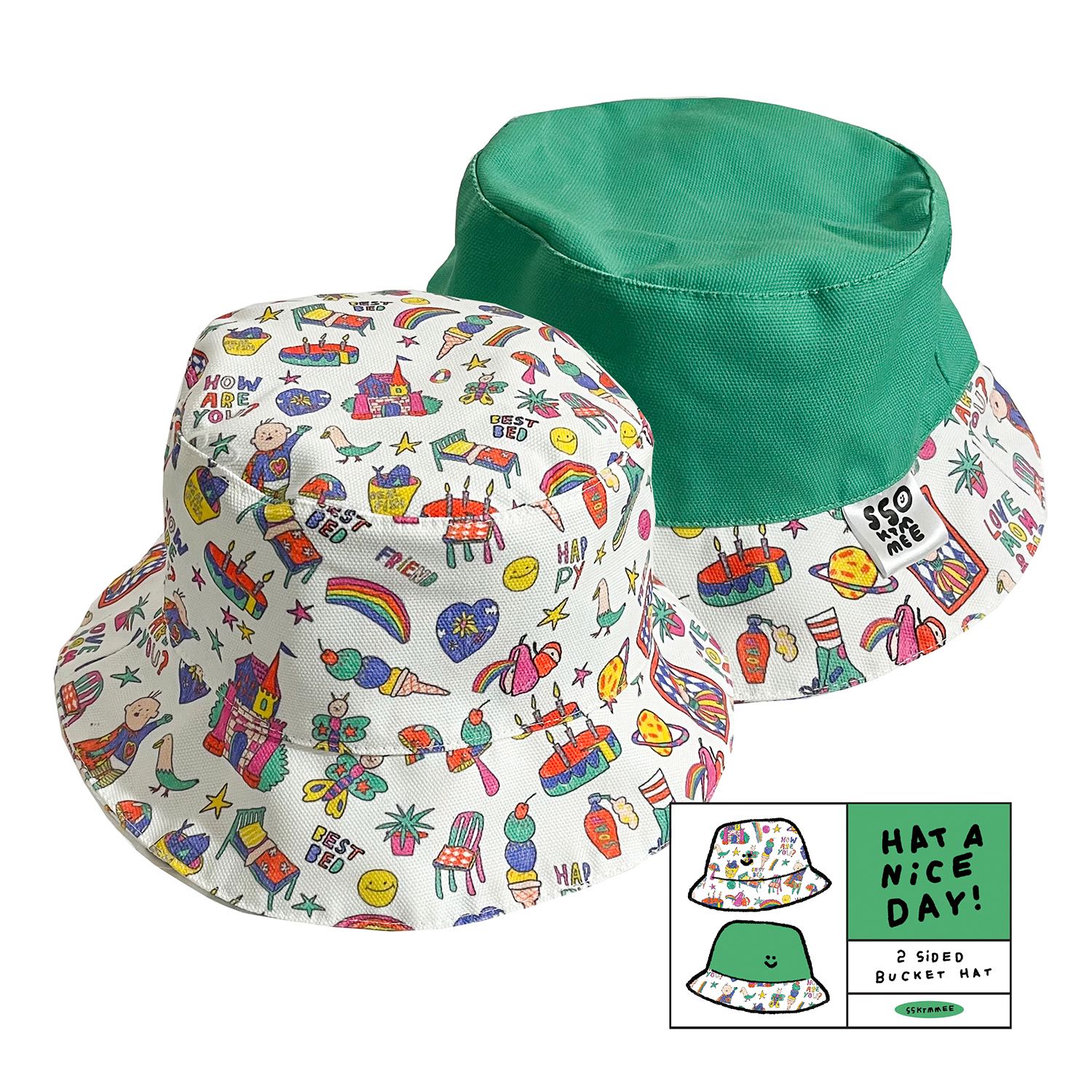 2sided bucket hat - doodle
