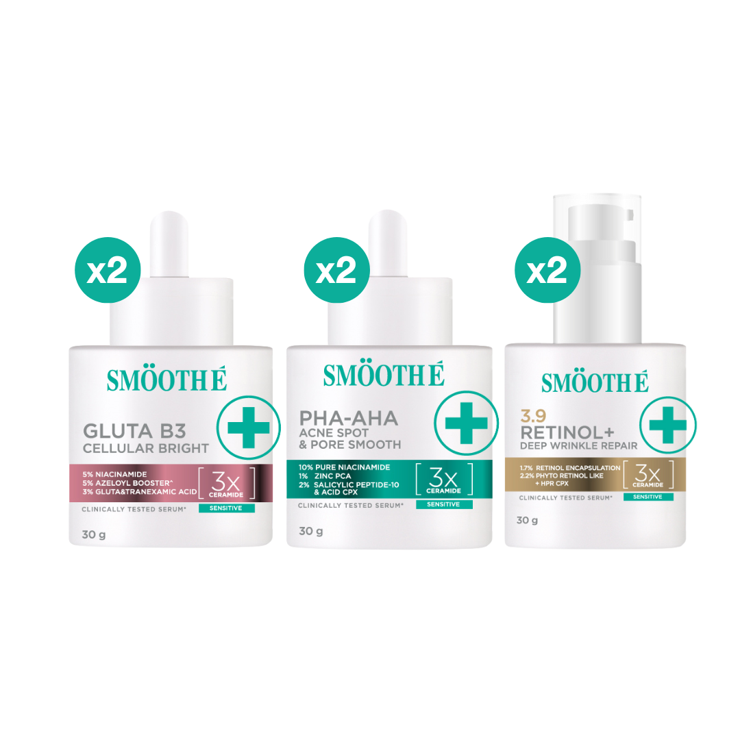 (รับ 2 สิทธิ์ร่วมกิจกรรม) เซ็ตรวมเซรั่ม บูสผิว x2 Smooth E Set Serum Boost x2