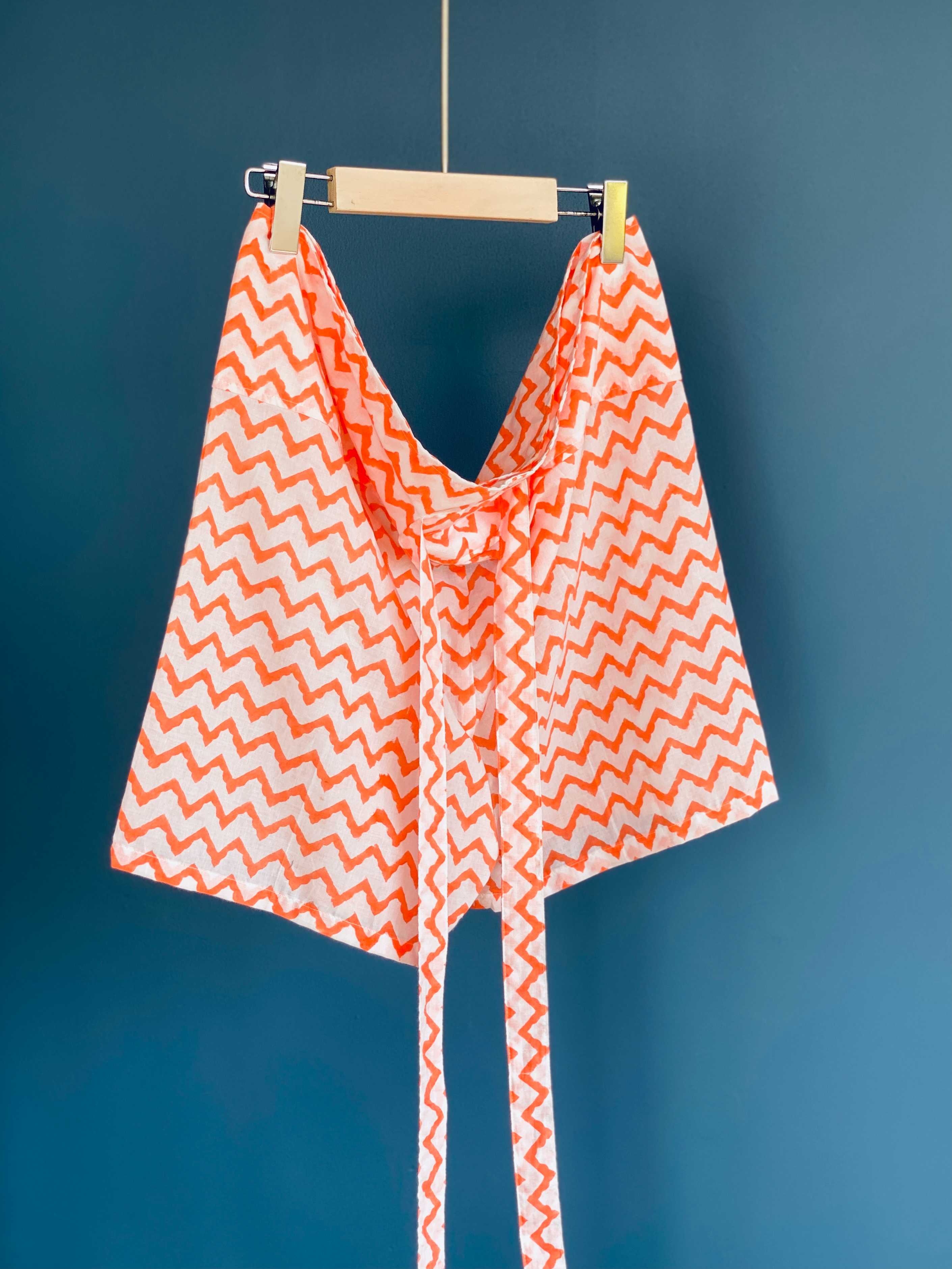 Orange Wavy Wrap Shorts
