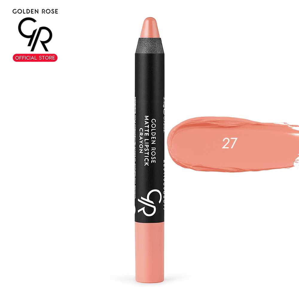 Golden Rose โกลเด้น โรส แมท เครยอน ลิปสติก ลิปดินสอ Matte Lipstick Crayon 3.5g เบอร์ 27