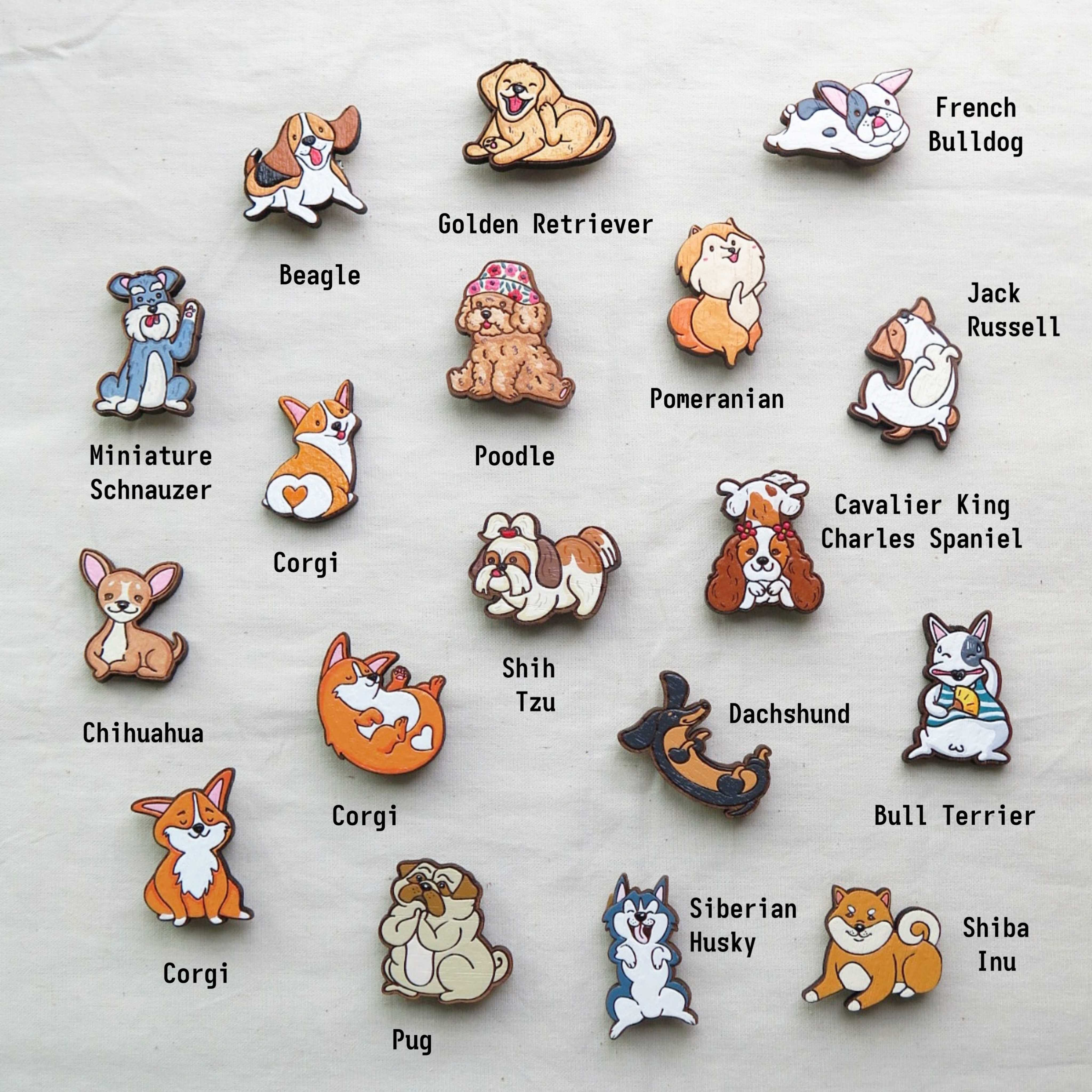 Wooden brooch Dogs collection 01