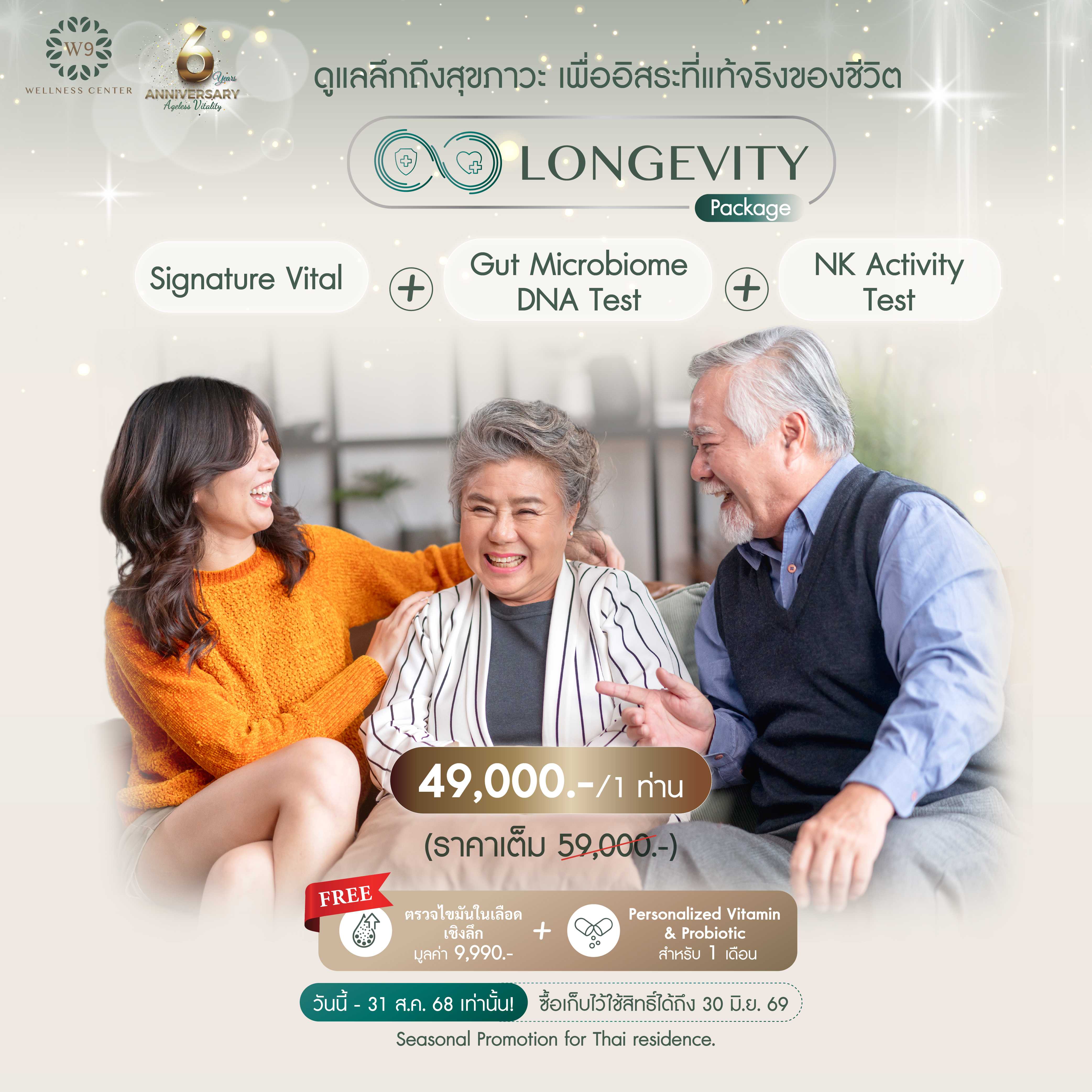โปรโมชัน แพ็กเกจตรวจสุขภาพครบวงจร W9 Longevity Package