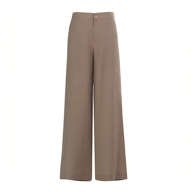 กางเกงขายาวสีกากี ผ้าลินิน 100% Wide Leg Long Pants - Khaki