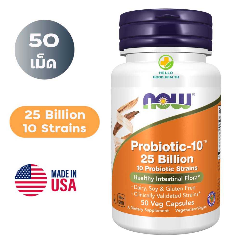 NOW Foods, Probiotic-10, 25 Billion, 100 Veg Capsules โพรไบโอติก - 10 มี 25 พันล้านตัว 50 แคปซูล