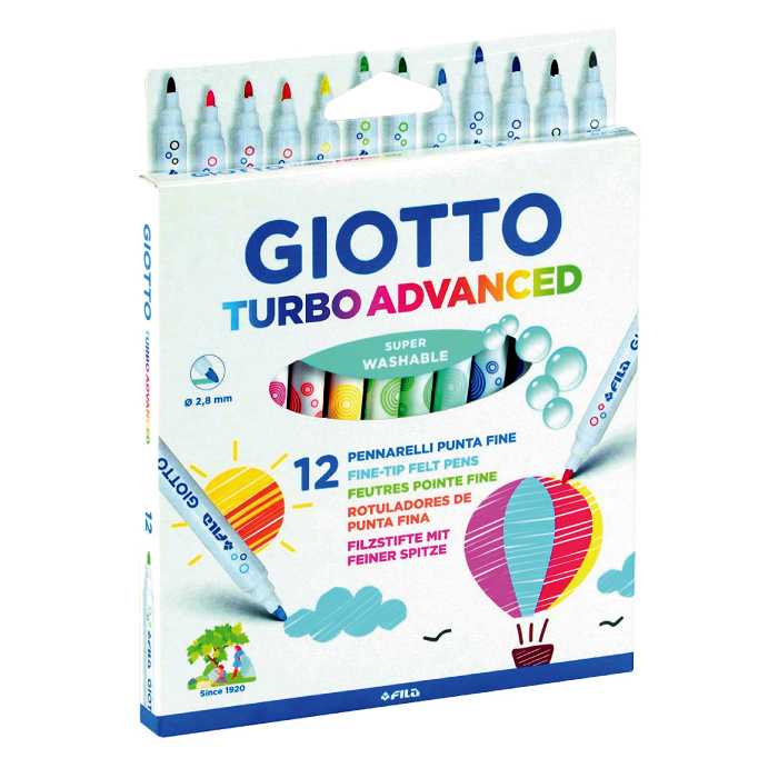GIOTTO Turbo Advanced Super Washable 12 Colors (ปากกาเมจิก 12 สี) 426000
