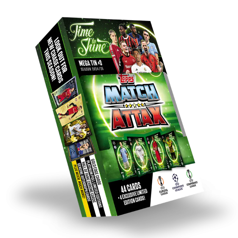 Match Attax UCC24/25Mega Tins Time to Shine #3/การ์ดฟุตบอลUCC แมตช์แอทแทค กล่องเหล็กเมก้าทิน สีเขียว