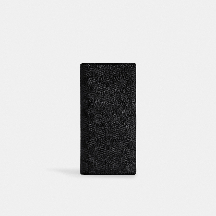 Coach CW353 Breast Pocket Wallet In Signature Canvas (3 MI5) กระเป๋าสตางค์ผู้ชาย สี Charcoal/Black