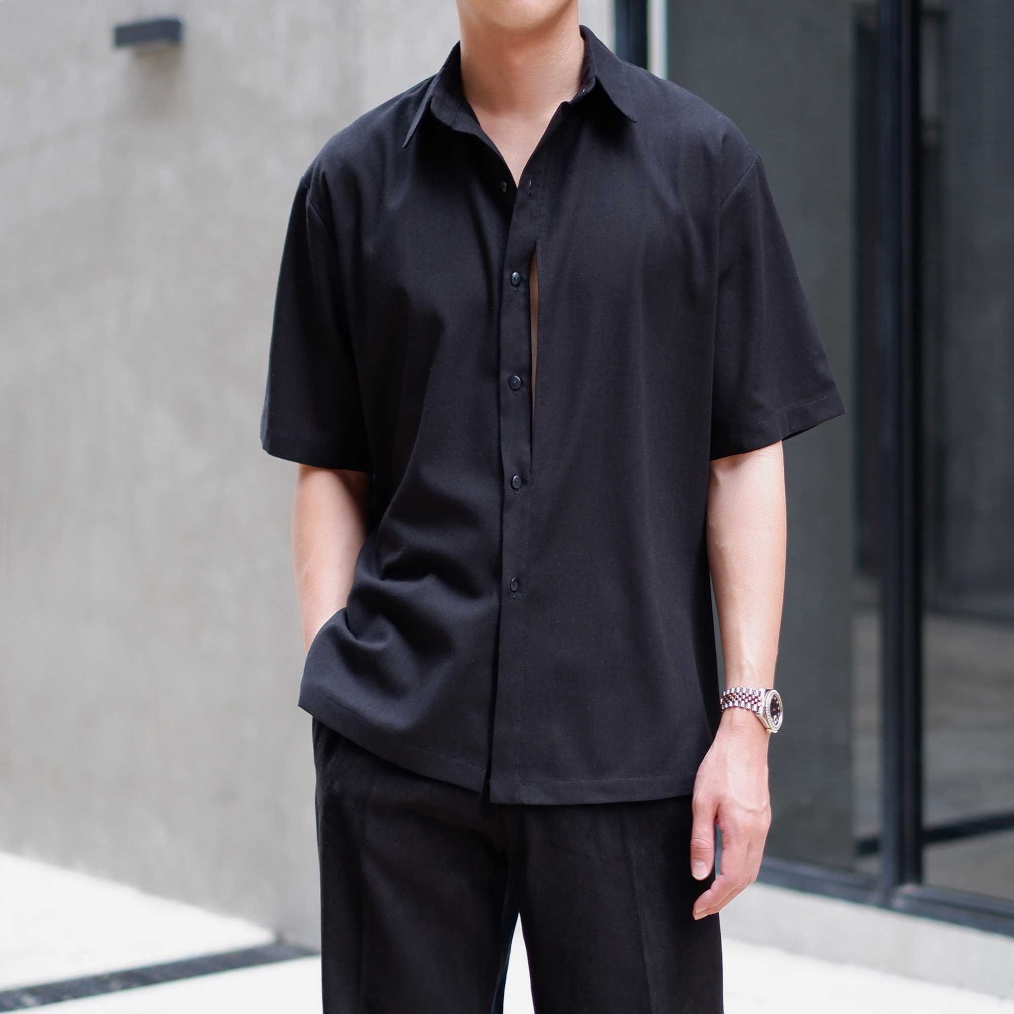 Hunter Studios - Front Slit Shirt Black