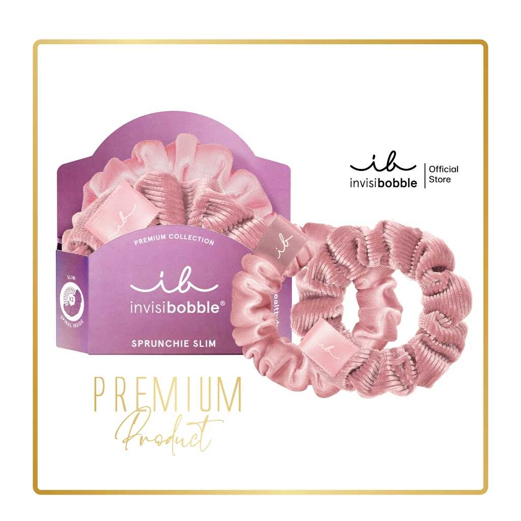 invisibobble ยางรัดผม ผมไม่เป็นรอย รุ่นSprunchie Slim Premium สี La Vie en Rose(1 กล่องบรรจุ 2 ชิ้น)