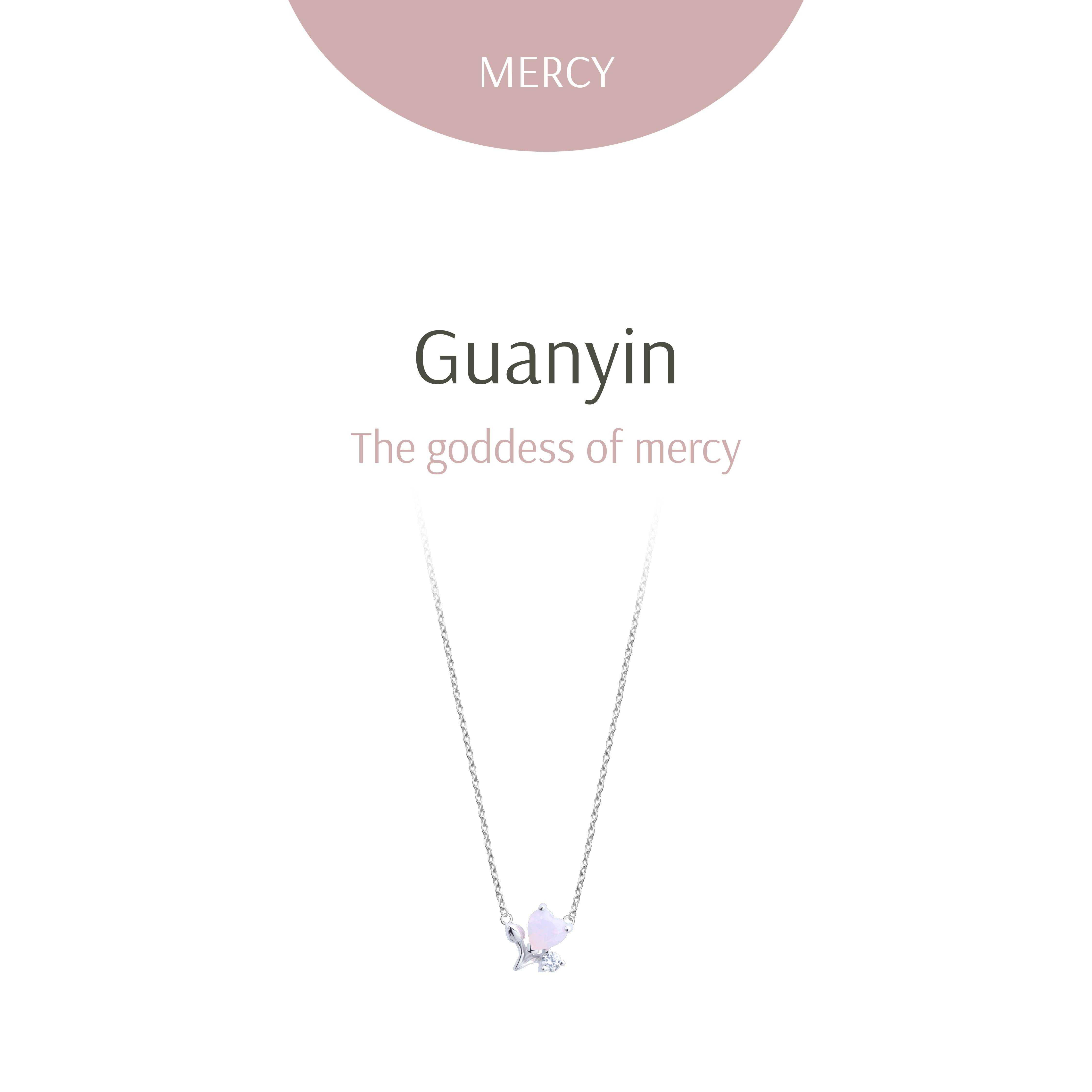 Guanyin Heart Posie Silver Necklace
