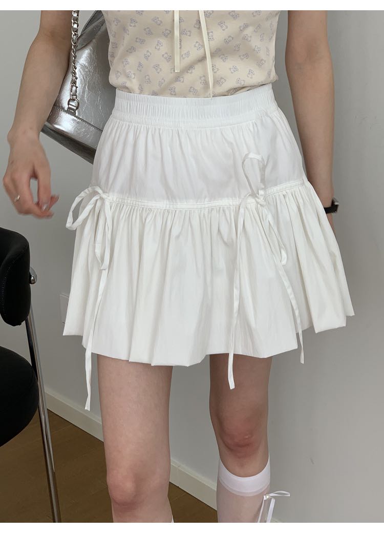 bow puff skirt (white/ black)