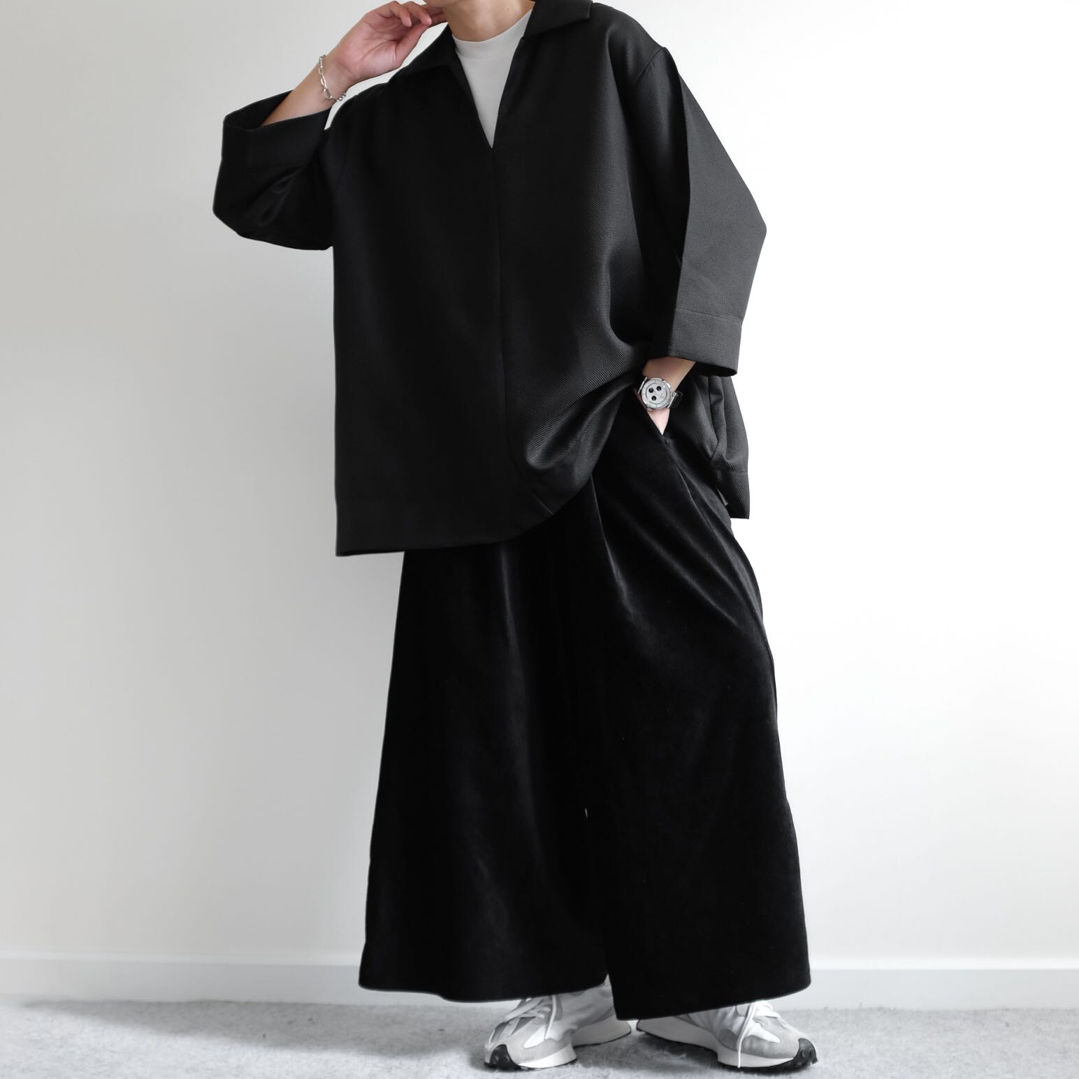 IKKA Relaxed Cropped Oversized Wide Pants 