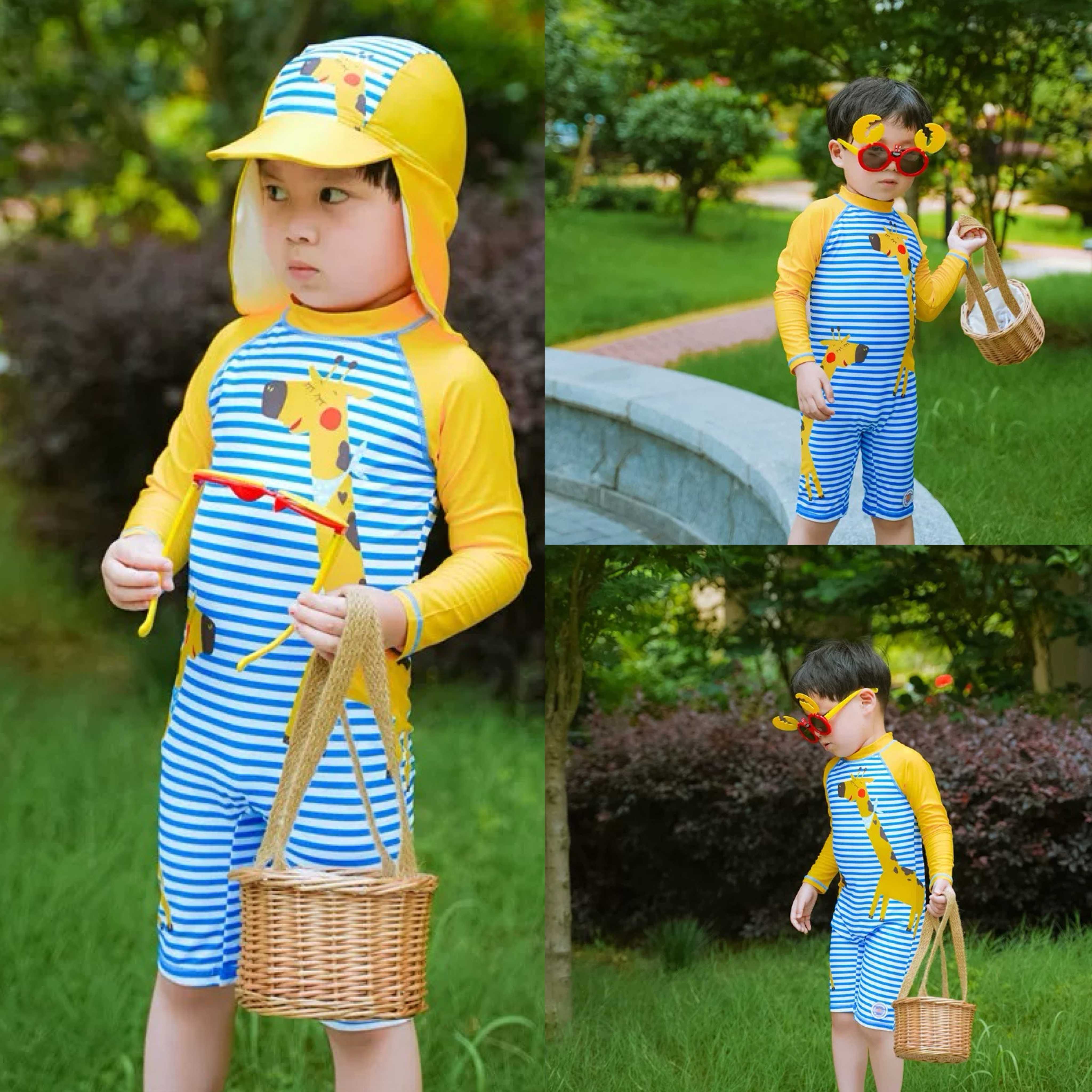 Preorder12-15วัน-ชุดว่ายน้ำพร้อม หมวก  /Sz80-130cm