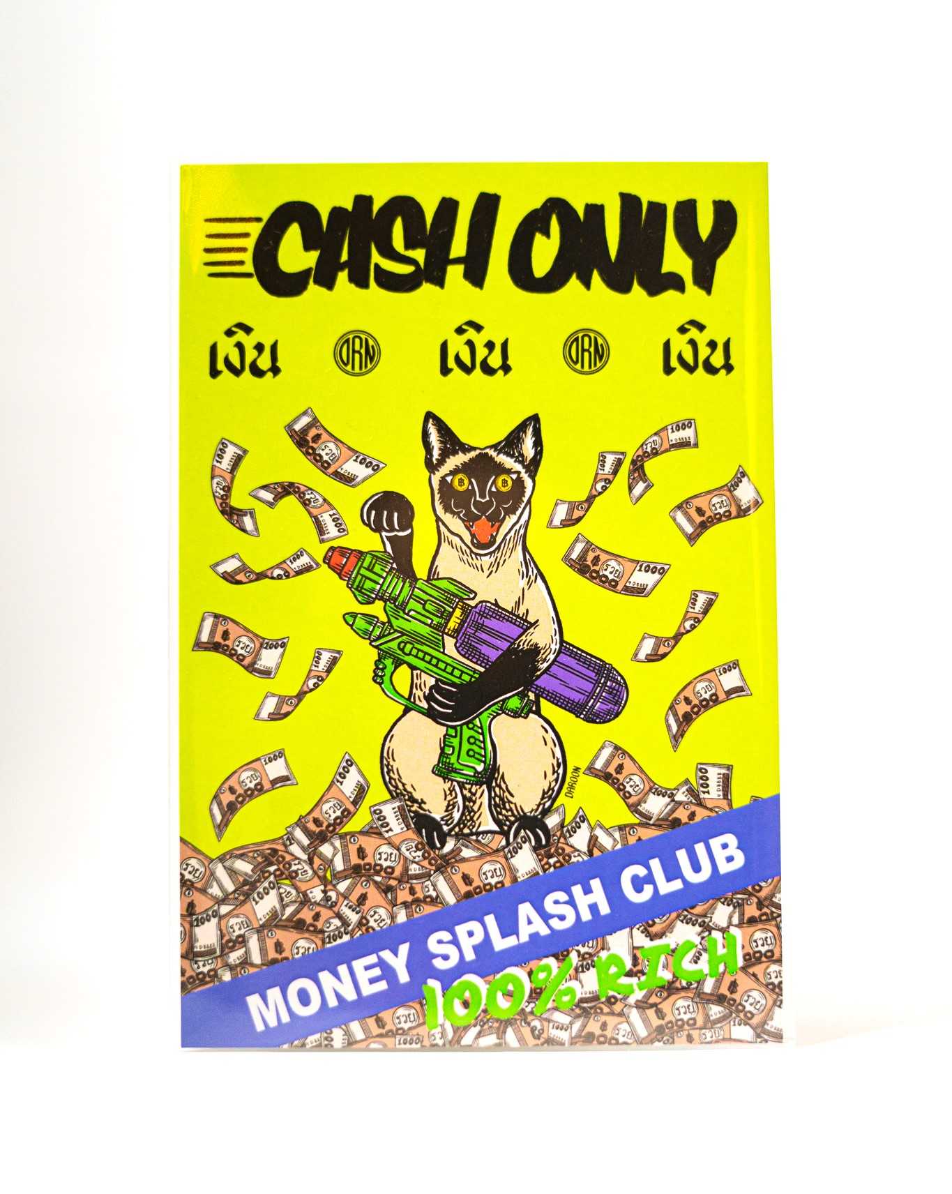 Money Gun Cat Postcard (Cash only)