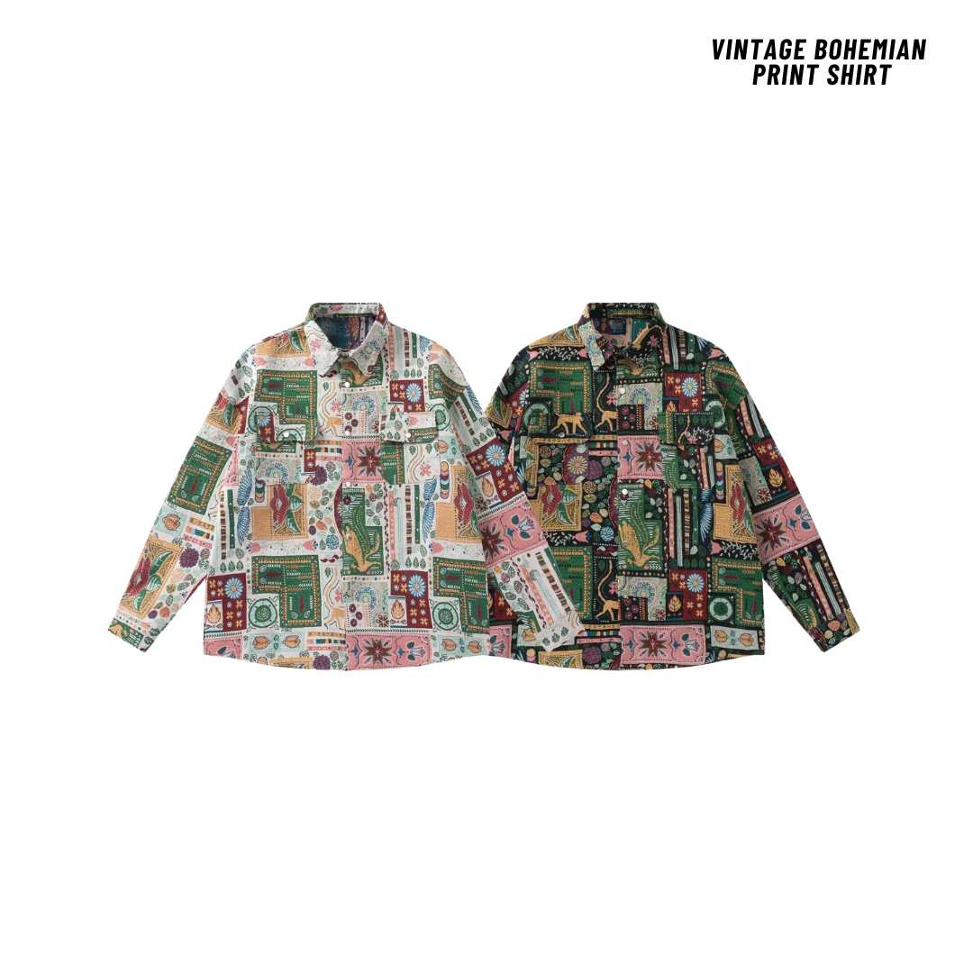 Jeera168 | Vintage Bohemian Print Shirt  (พรีออเดอร์)