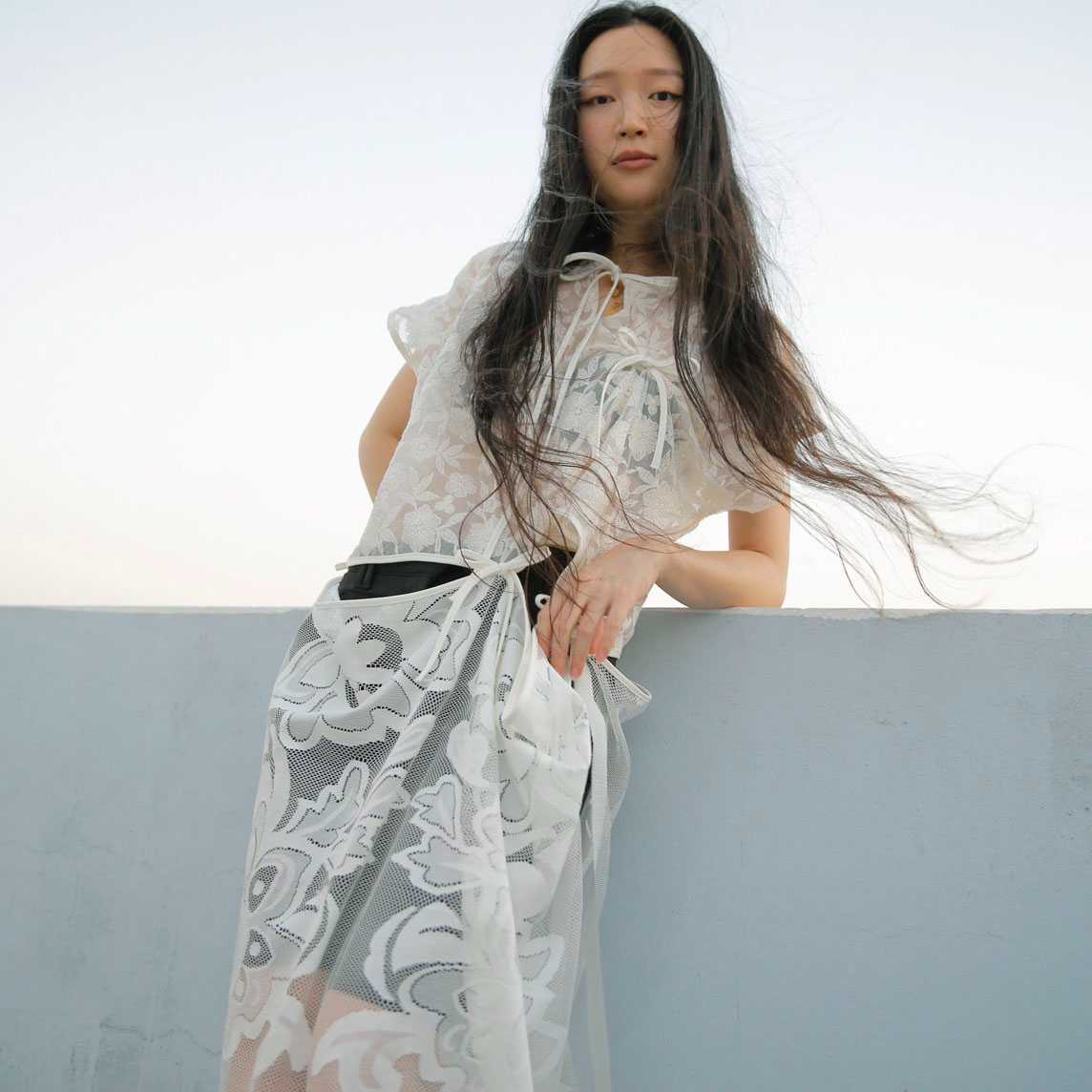Rotsaniyom Lace beach hooded cover up