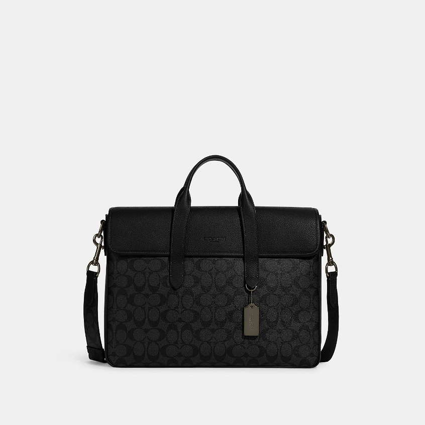 Coach C9873 Sullivan Portfolio Brief (QBMI5) กระเป๋าใส่เอกสารผู้ชาย สี Qb/Charcoal/Black