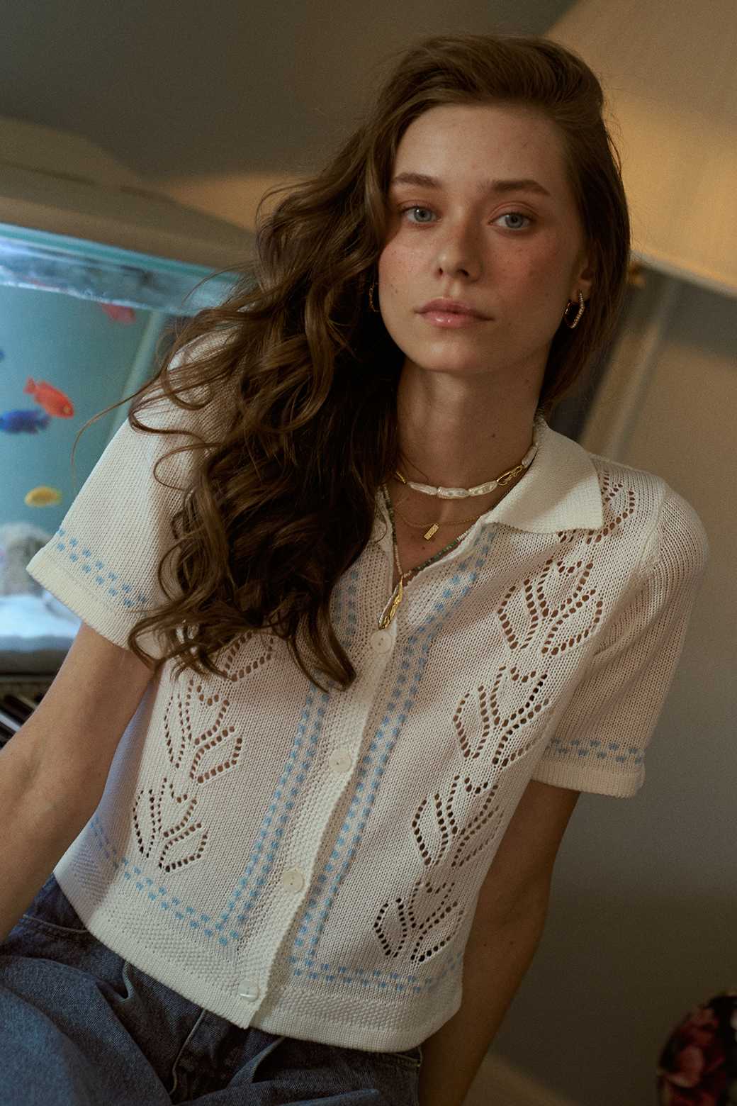 (พร้อมส่ง ) Perana เสื้อ KNIT - LAURA SHIRT (สีขาว off white )