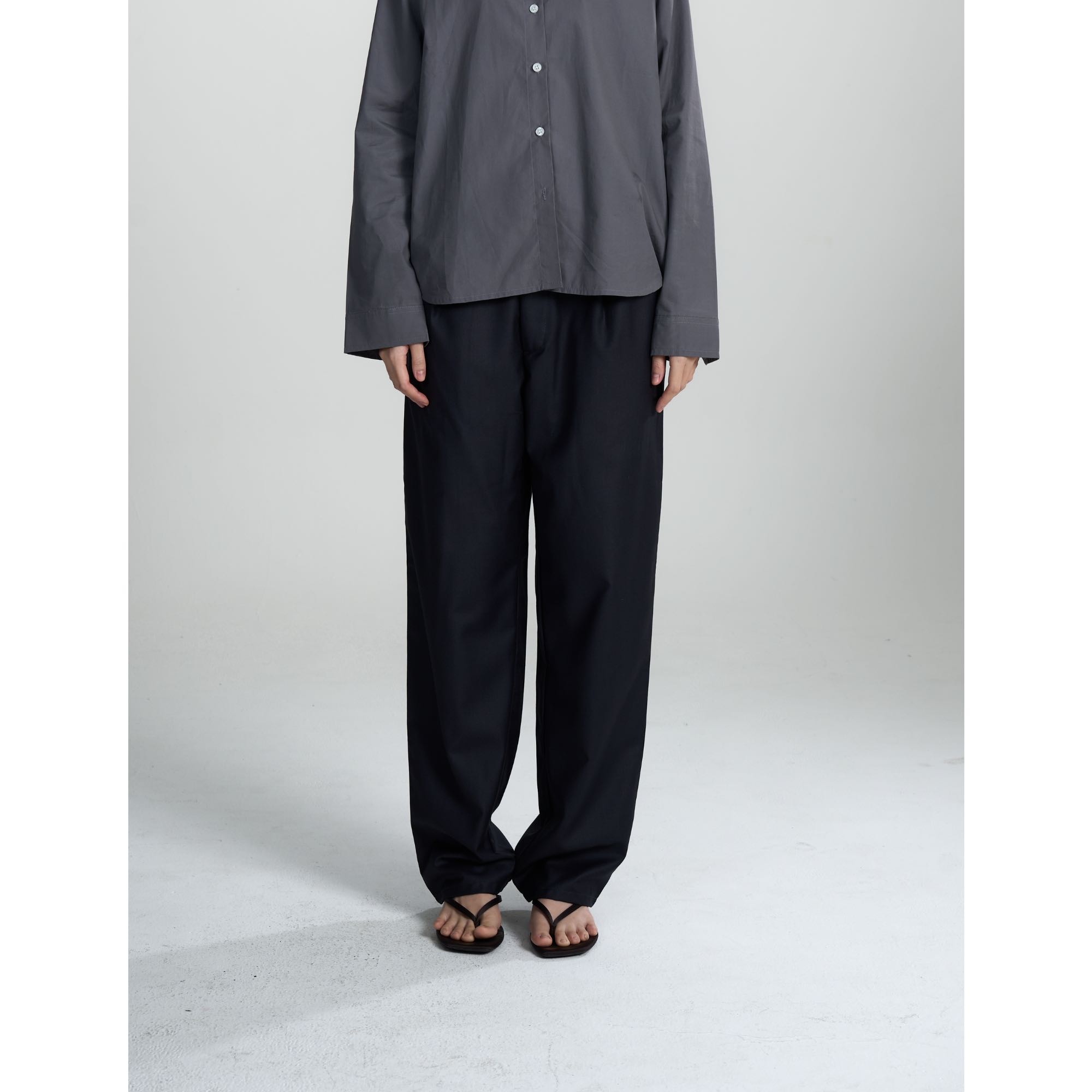 BISOUR - Low  Waist Trousers in Dark Grey