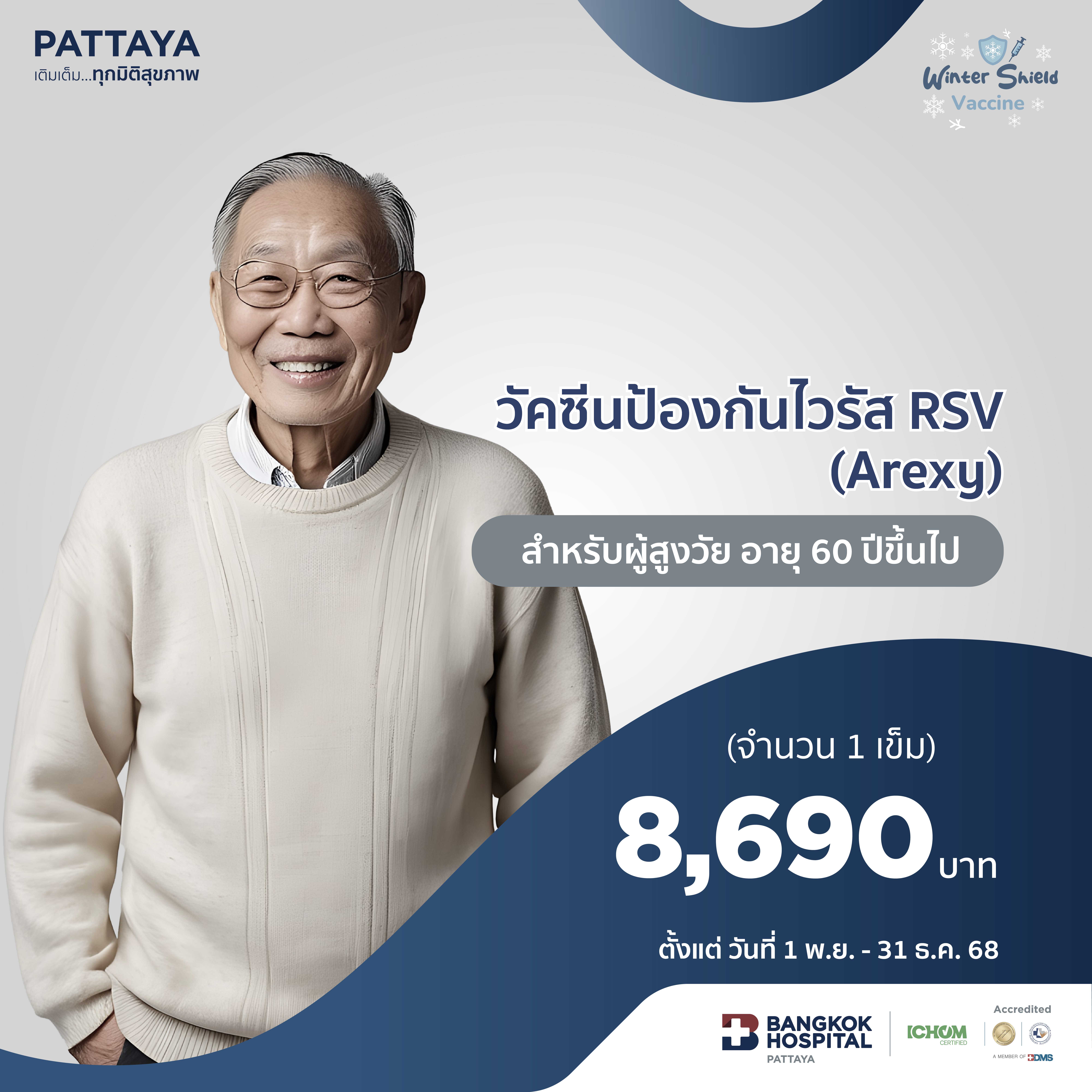 วัคซีนป้องกันไวรัส RSV สำหรับผู้สูงวัย อายุ 60 ปีขึ้นไป (Arexy)