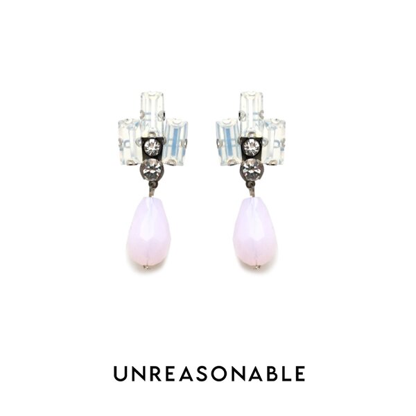 ต่างหู Drop สีชมพู ต่างหูคลิป ต่างหูก้านเงินแท้ น้ำหนักเบา สวยใส่สบาย UA0594-04 Unreasonable Acce...