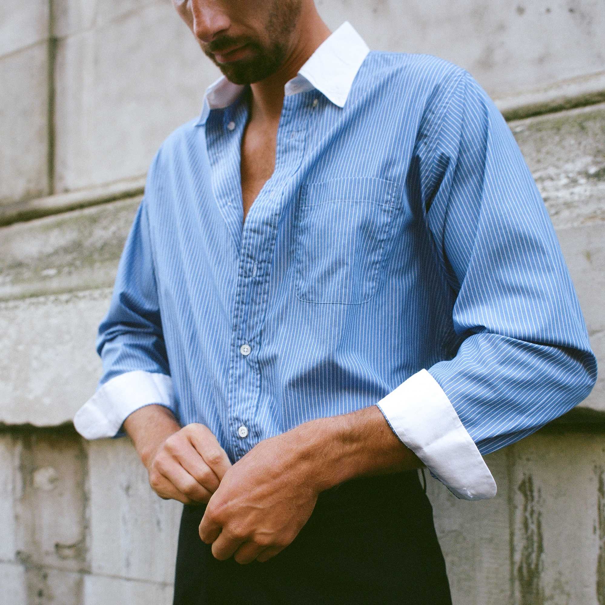 DELON BD loose shirt - Blue striped