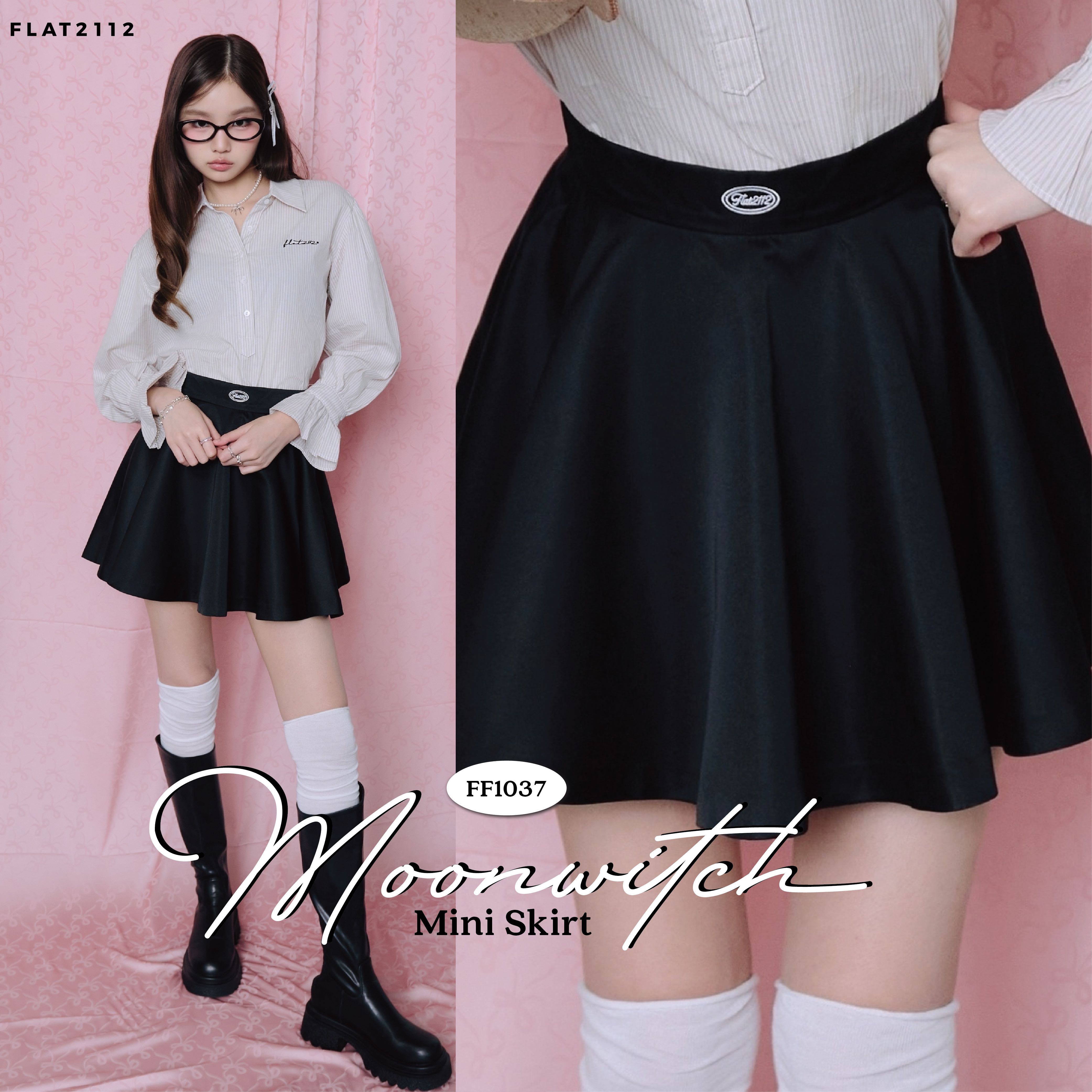 FLAT2112 : MOONWITCH MINI SKIRT กระโปรงสั้นสุดฮิต กระโปรงใส่เที่ยว หระโปรงเรียบหรู (FF1037)