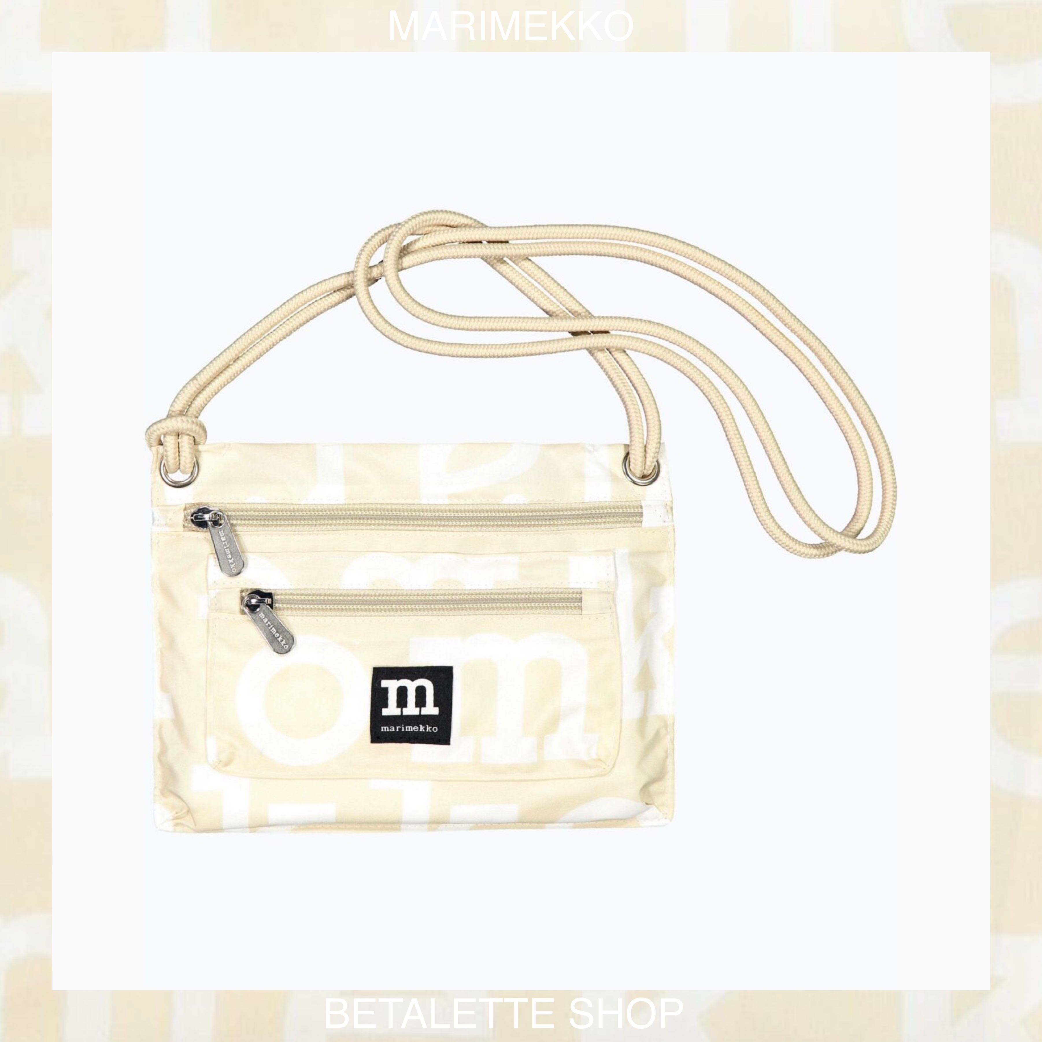 พร้อมส่ง !! 🥨 Marimekko Smart Travelbag Logo bag สีเบจ ของแท้จากช็อป Marimekko 🥨