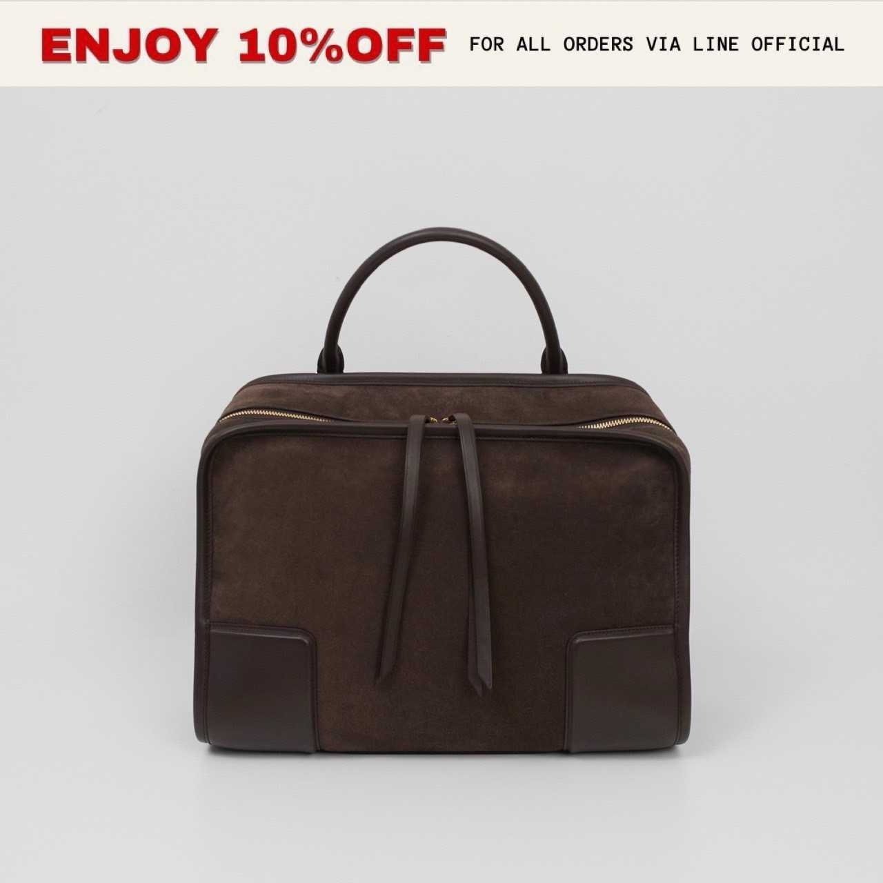 NEW! LOEWE Large Amazona 180 In Suede สี Dark Chestnut GHW | Bag