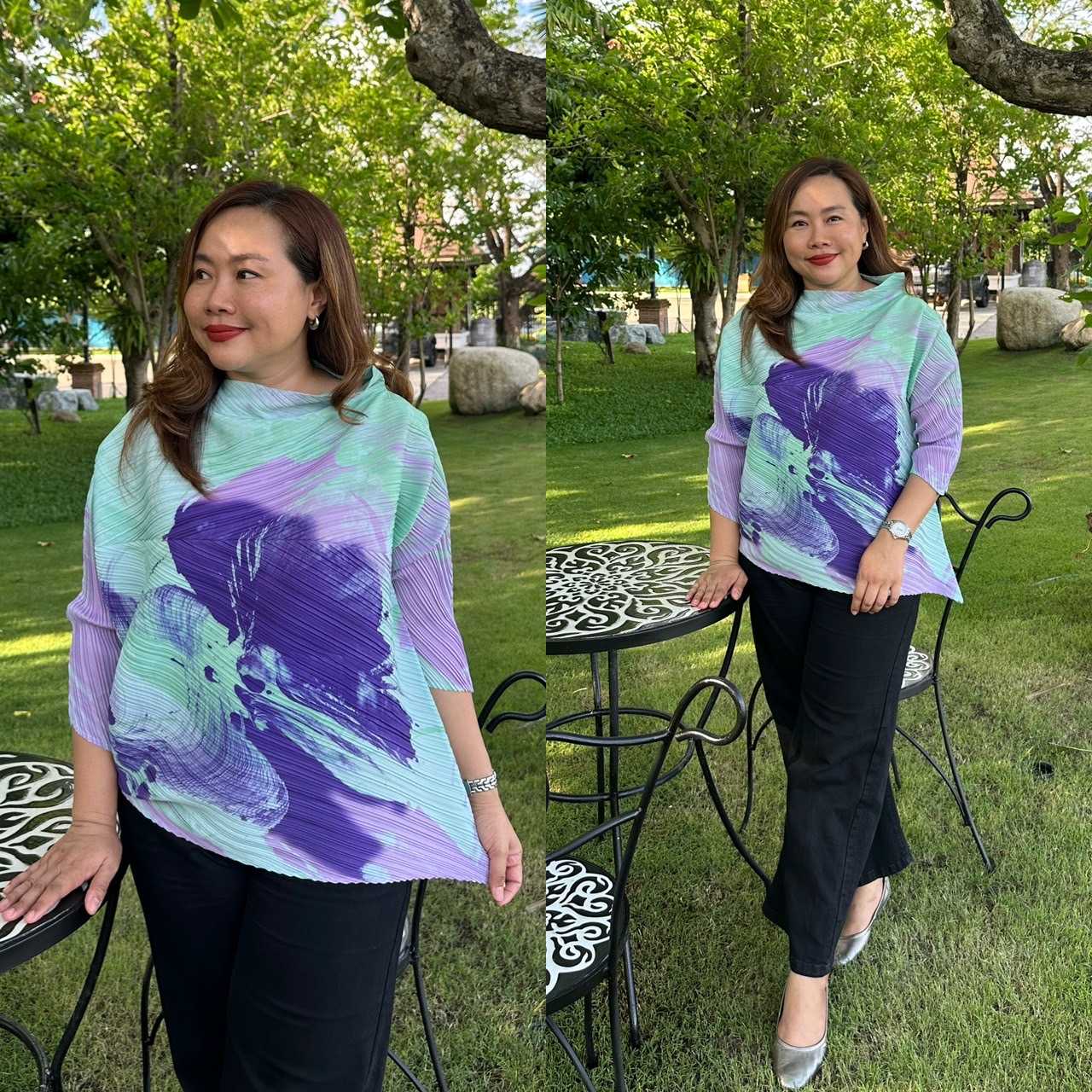 Pleatbynisa เสื้ออัดพลีท A726 เนื้อผ้าPolyester100%