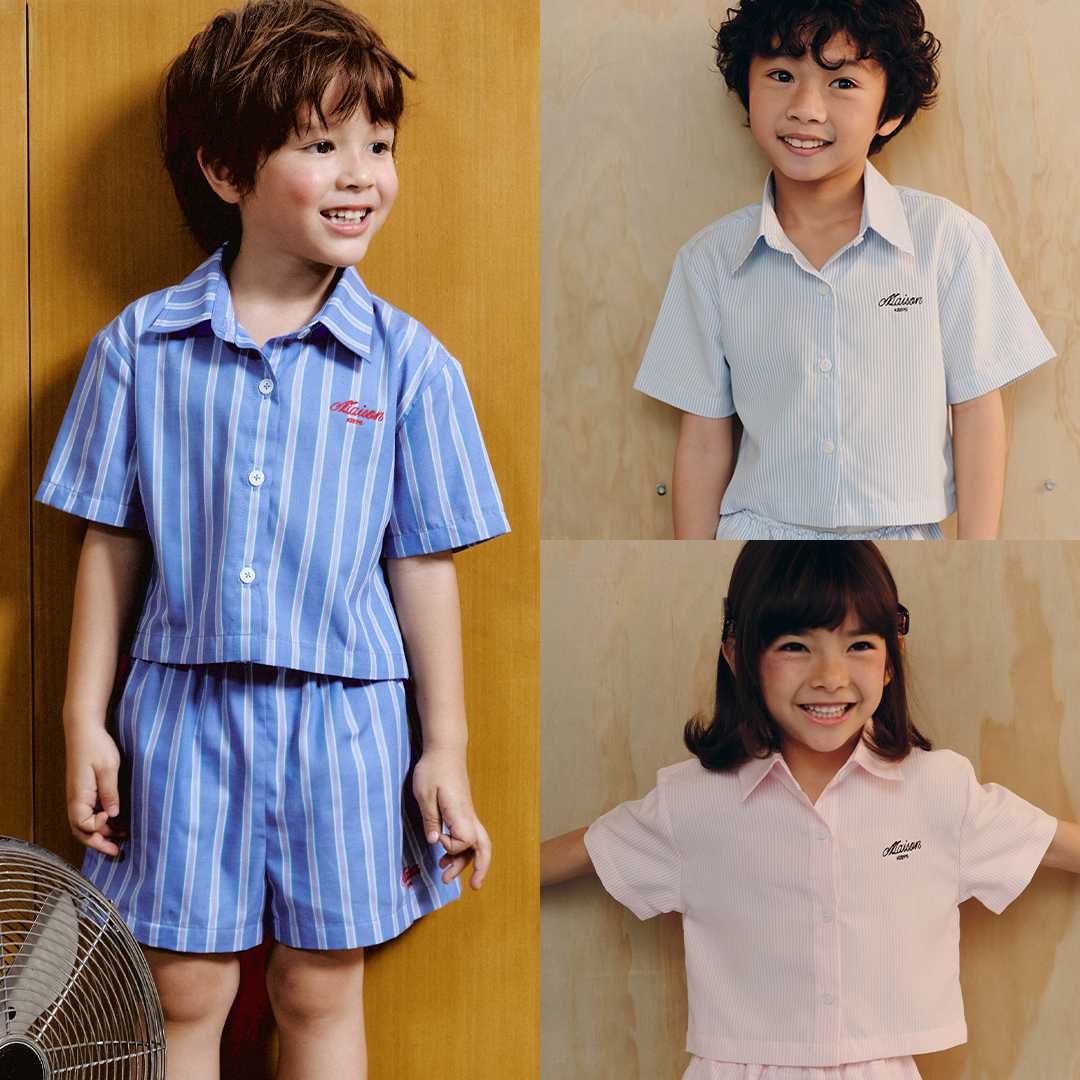 maison KEEPS Kids | Jeanne Shirts | เสื้อเชิ้ตเด็ก แขนสั้น ลายทาง