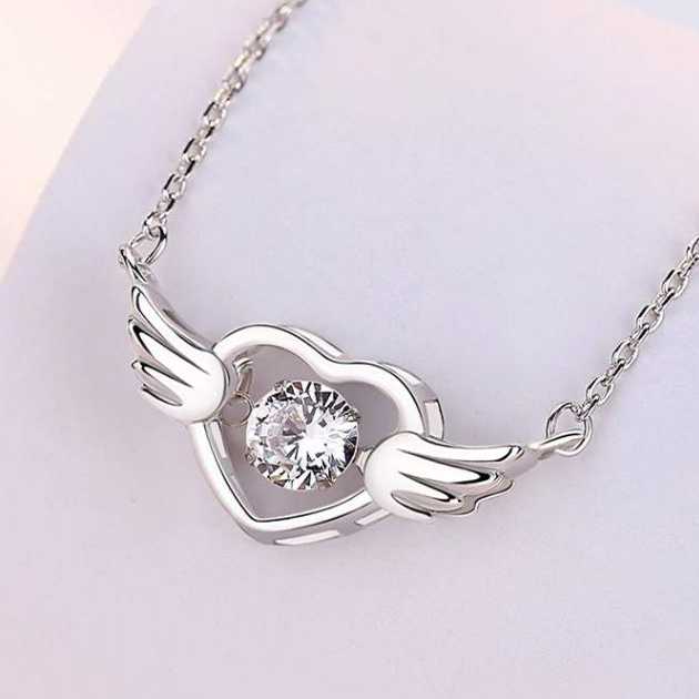 สร้อย สร้อยคอ ❤ สร้อยคอแฟชั่น จี้คริสตัลปีกนางฟ้า Angle ปีกรักหัวใจเพชร Necklace Fashion ชุบทองคำขาว