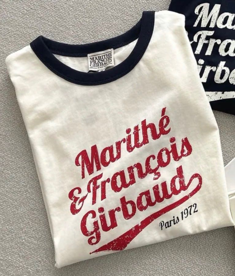 พร้อมส่ง แท้ Marithe เสื้อยืดรุ่น vintage ringer tee size m-xl