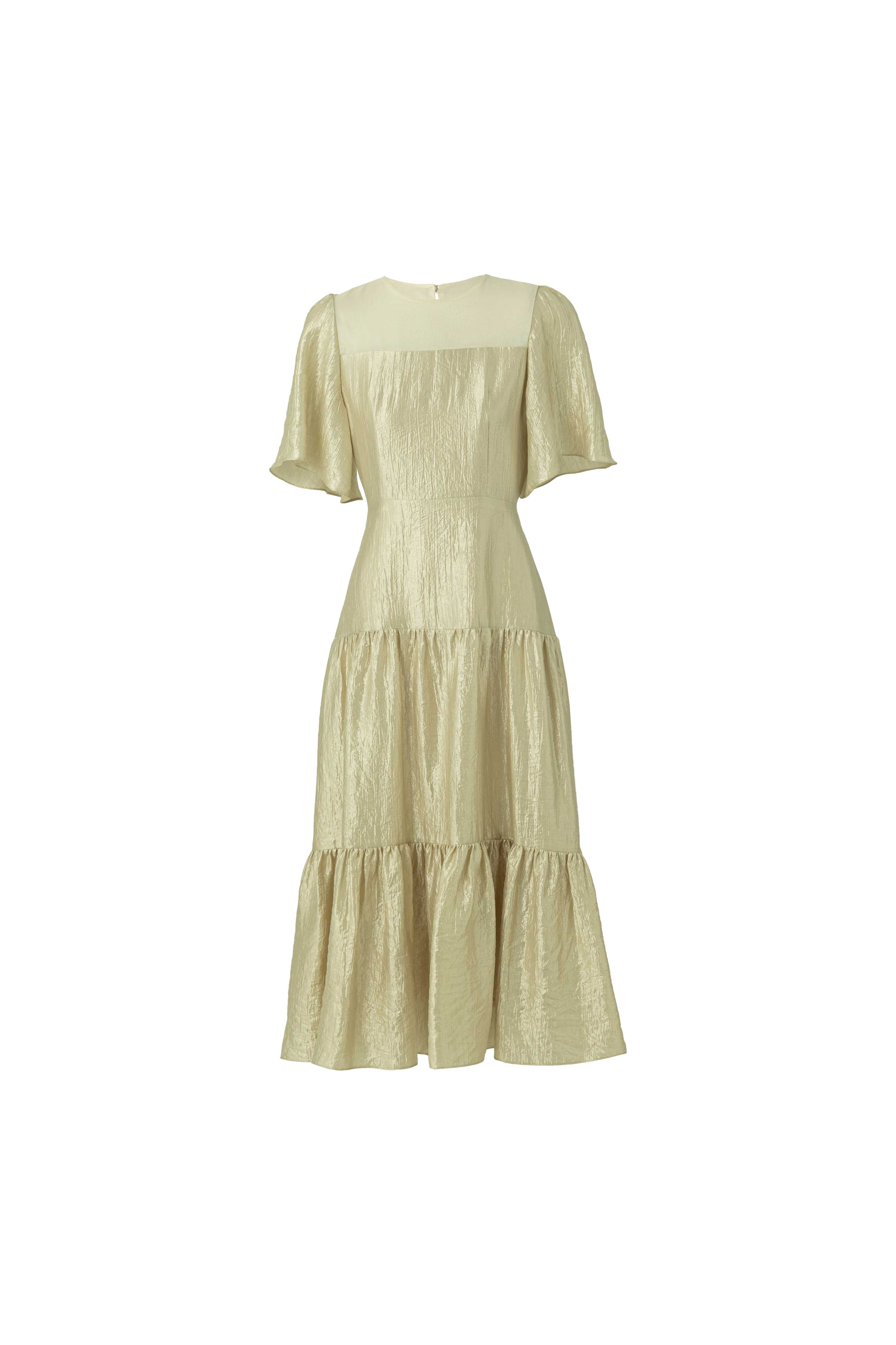 ABIGAIL DRESS - เดรสแขนสั้นกระโปรงตัดต่อระบาย