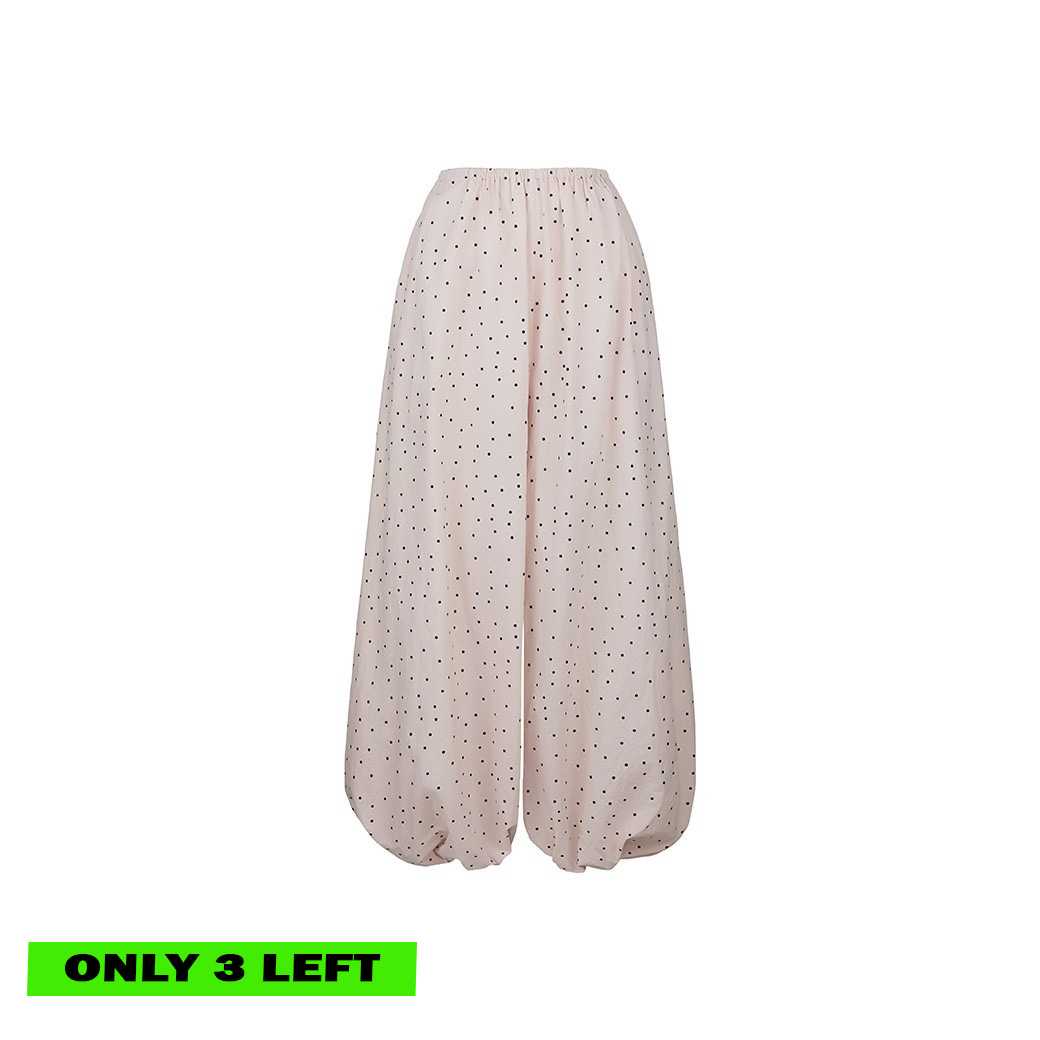 POLKADOT COTTON BALLOON PANTS - PINK