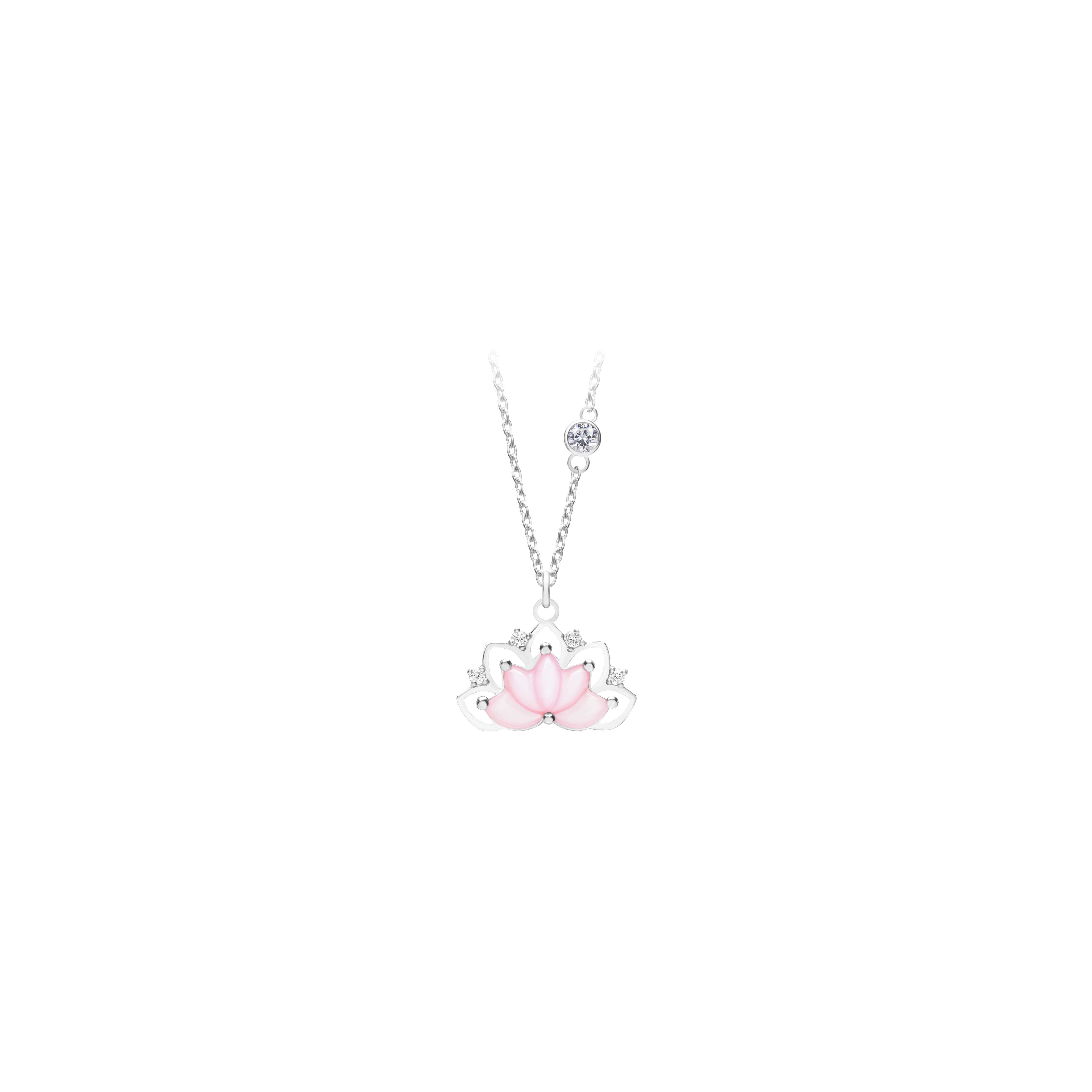 [Pre-order] RAVIPA | Lakshmi Pink Mother of Pearl Lotus Diamond Necklace - สร้อยคอ